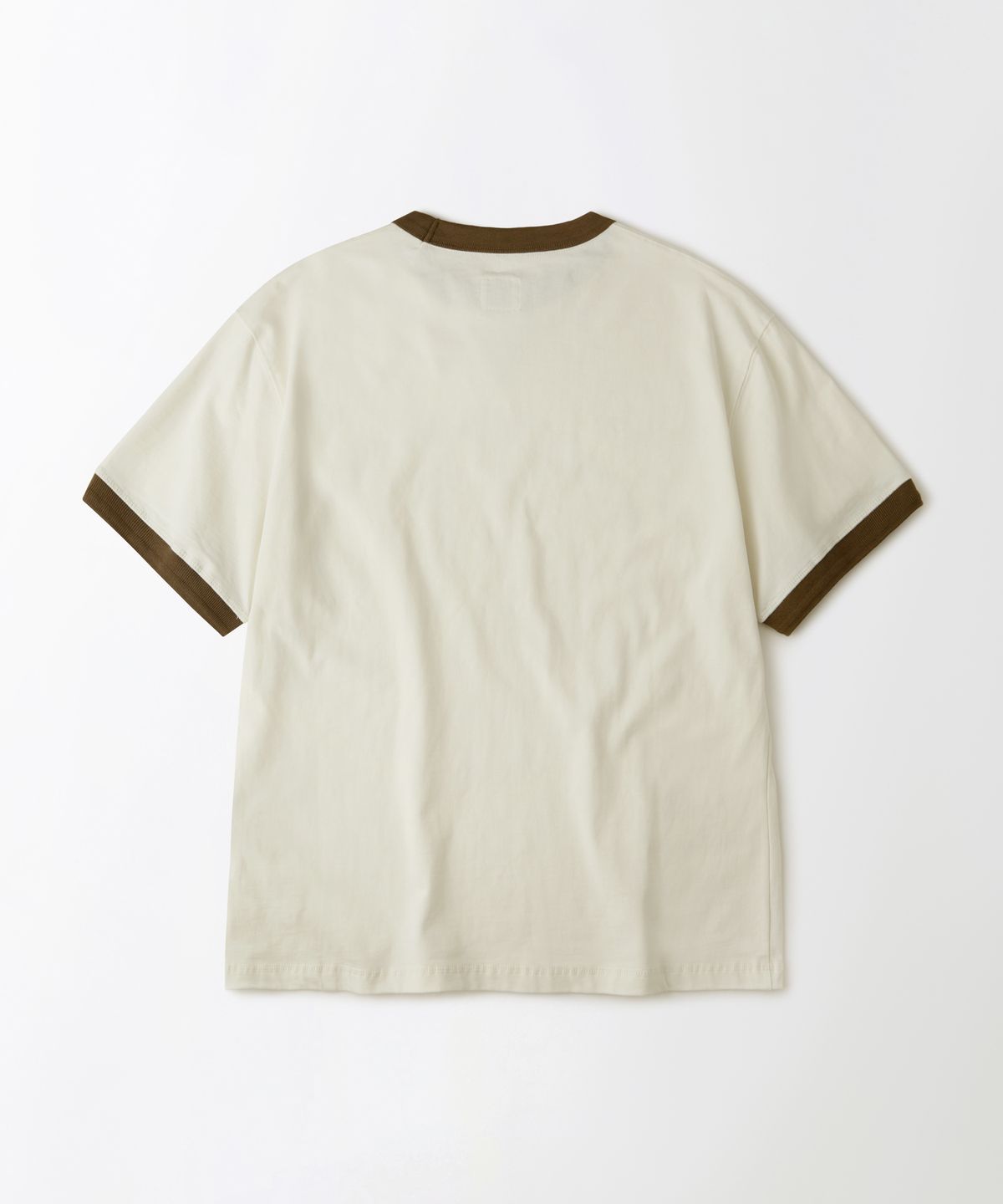 아웃스탠딩(OUTSTANDING) RINGER T-SHIRT_OFF WHITE/BROWN