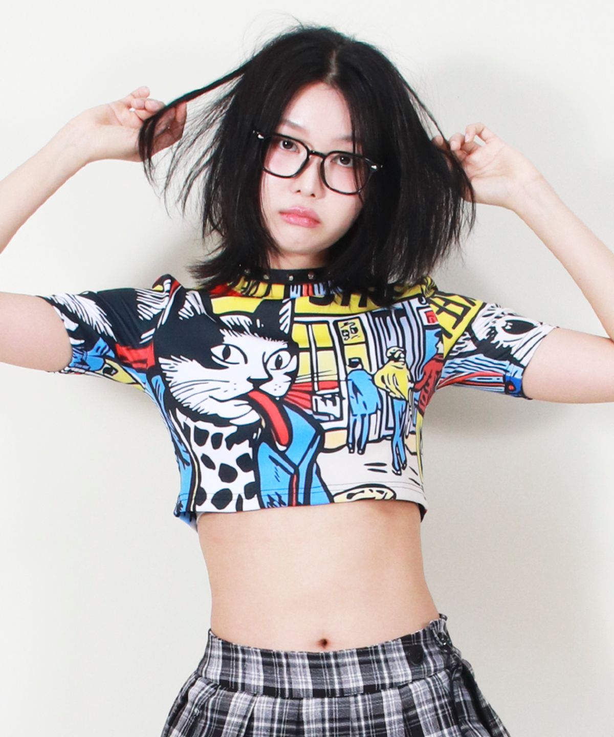 드마크(DEMARC) KITSCH CAT CROP T-SHIRT
