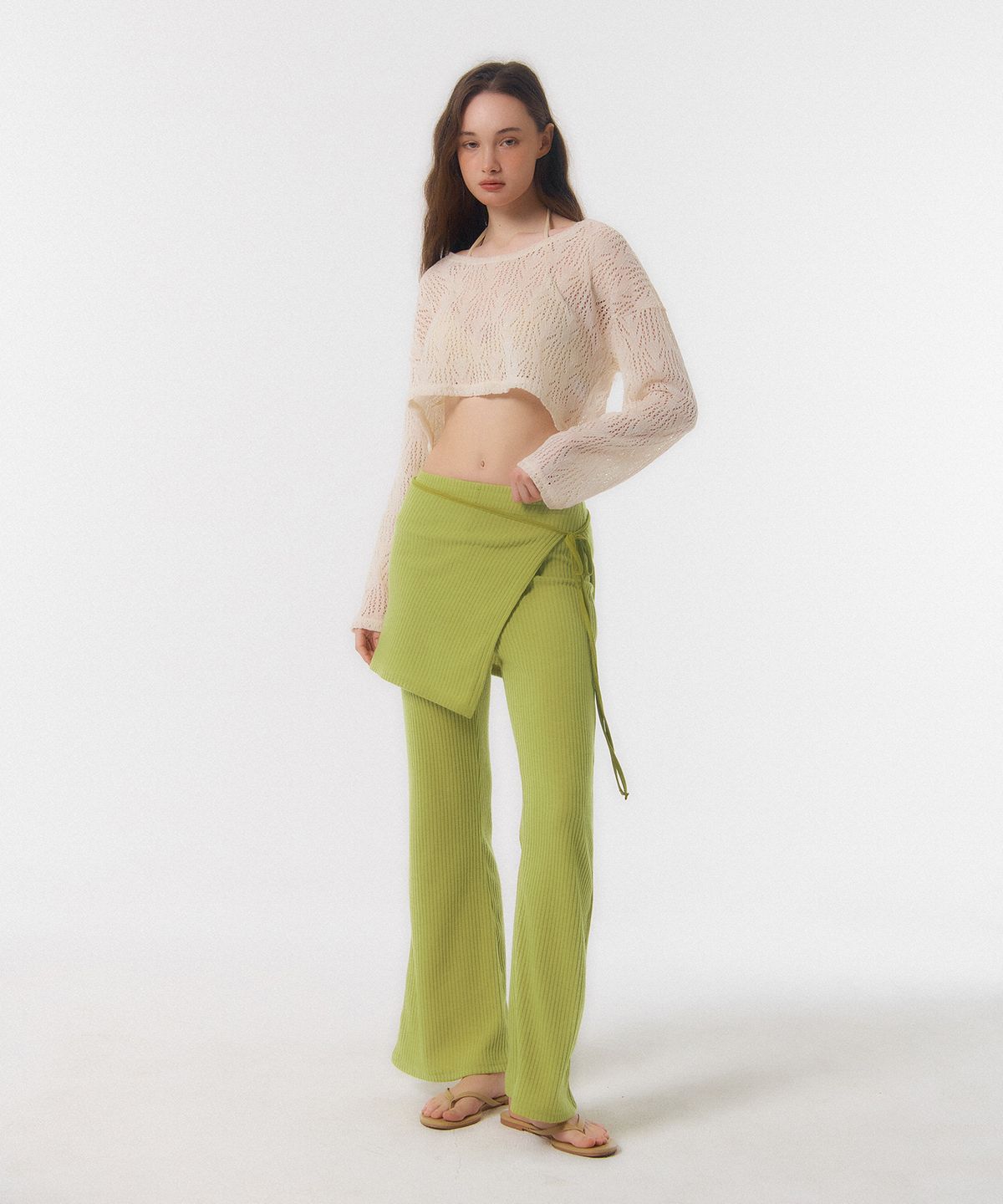 꾸아페(QUAFE) CROP COVER-UP KNIT TOP_ivory