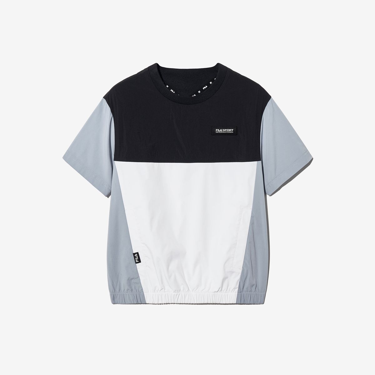 휠라 키즈(FILA KIDS) 우븐 배색 반팔 티셔츠