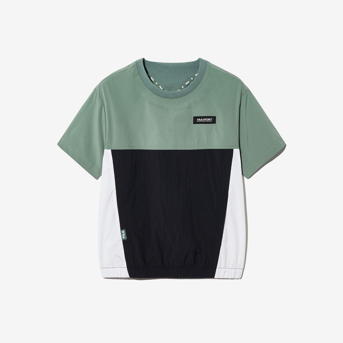 휠라 키즈(FILA KIDS) 우븐 배색 반팔 티셔츠