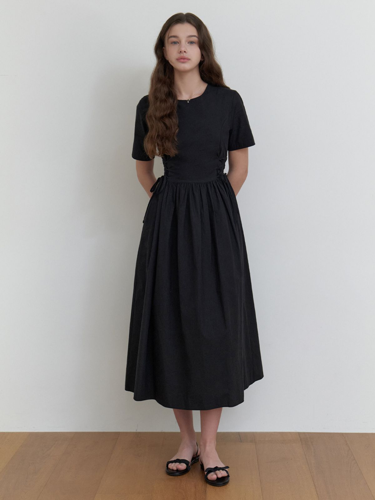 리엘(RE L) Peach corset dress (black)