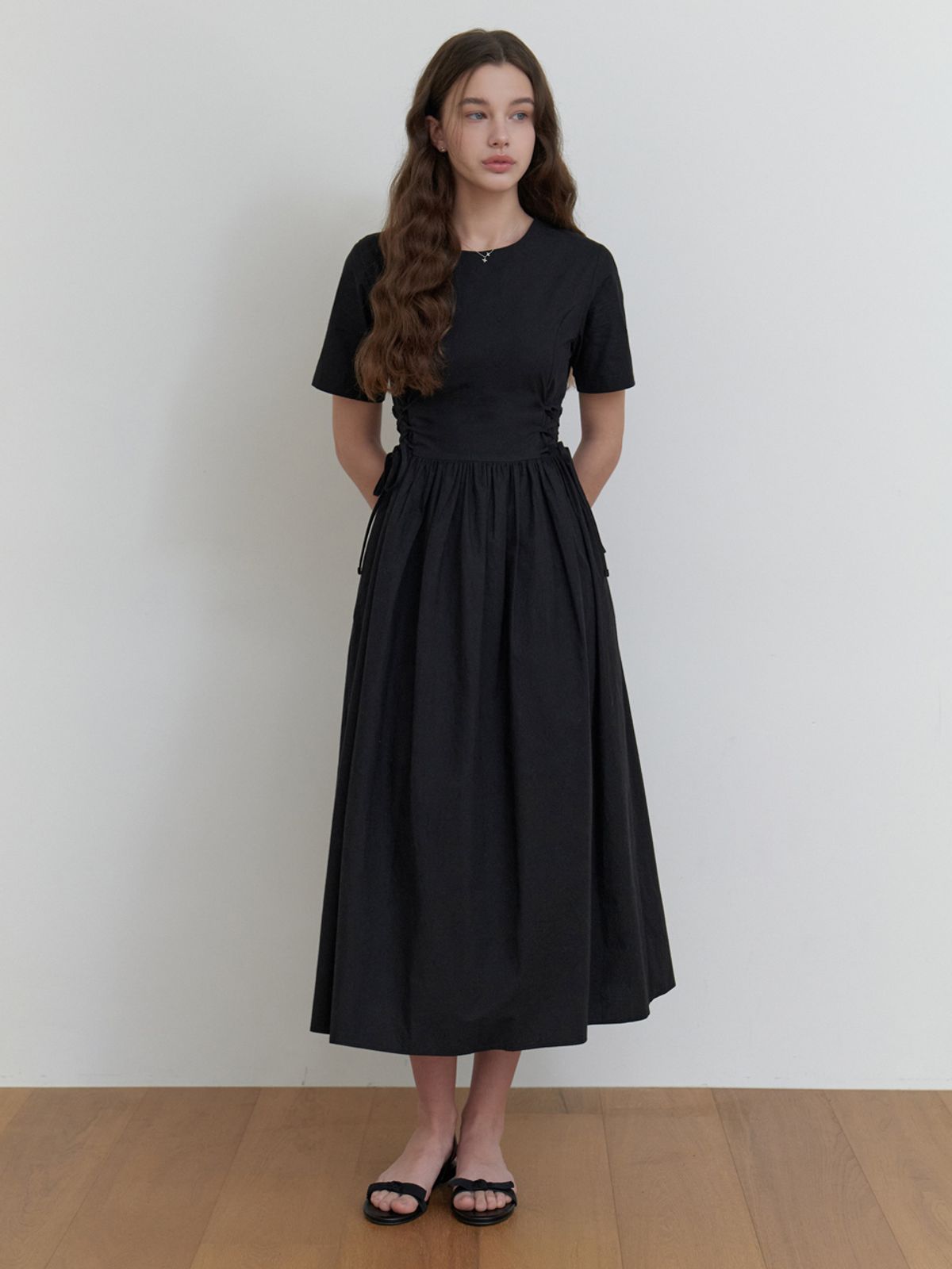 리엘(RE L) Peach corset dress (black)