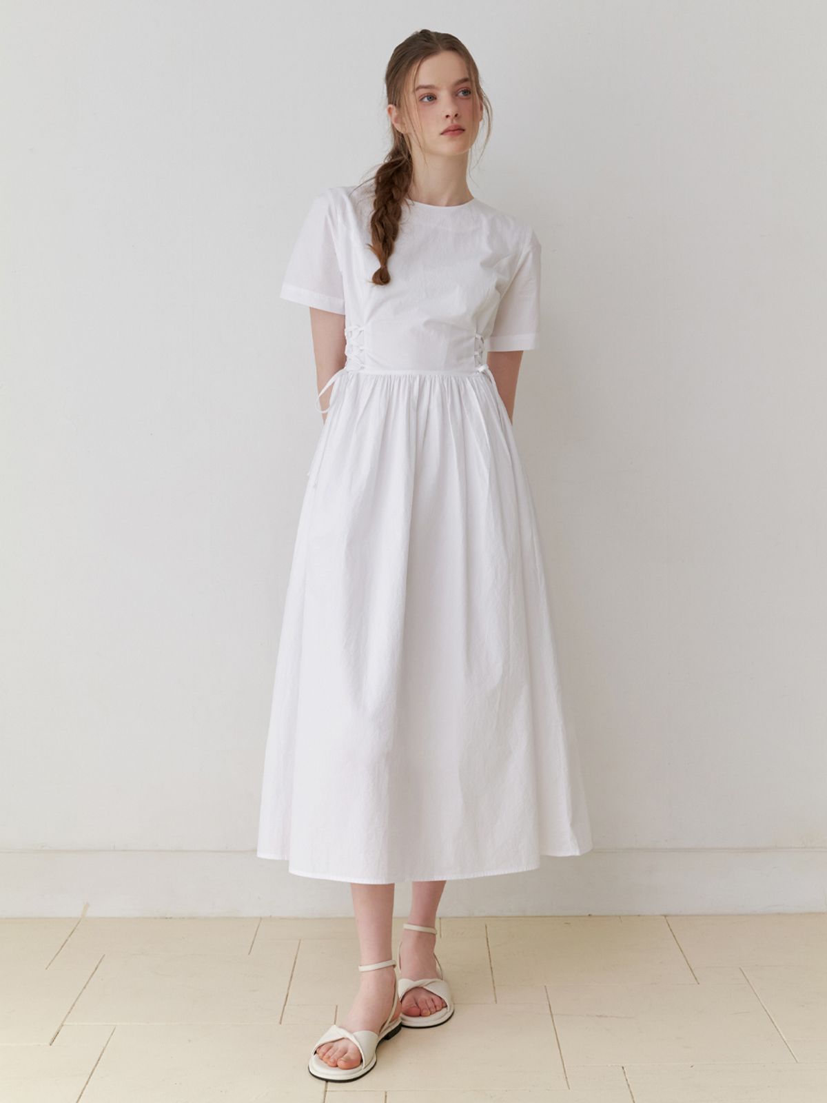 리엘(RE L) Peach corset dress (white)