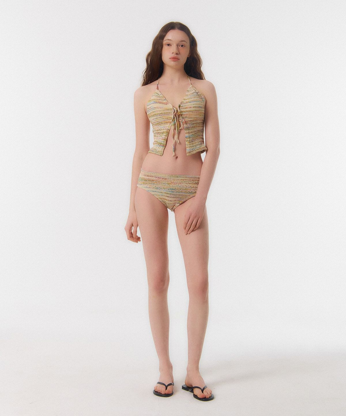 꾸아페(QUAFE) STRIPE BIKINI SET_retro palette