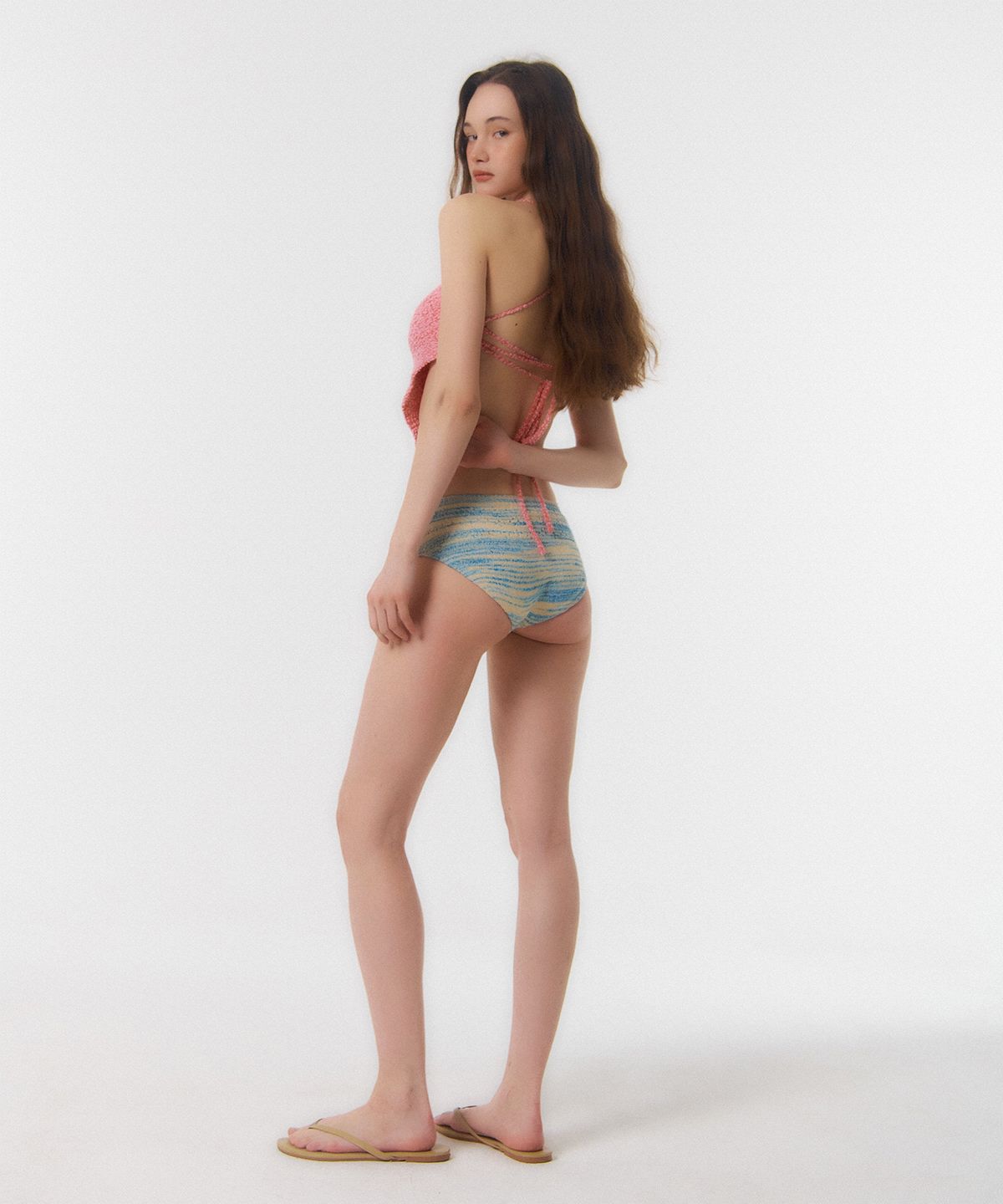 꾸아페(QUAFE) STRAP KNIT TOP (BIKINI)_pongpong red