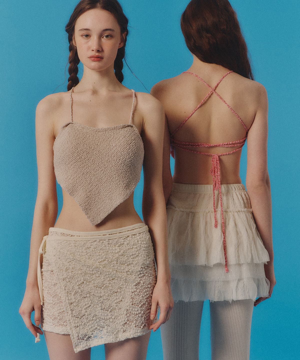 꾸아페(QUAFE) STRAP KNIT TOP (BIKINI)_pongpong beige