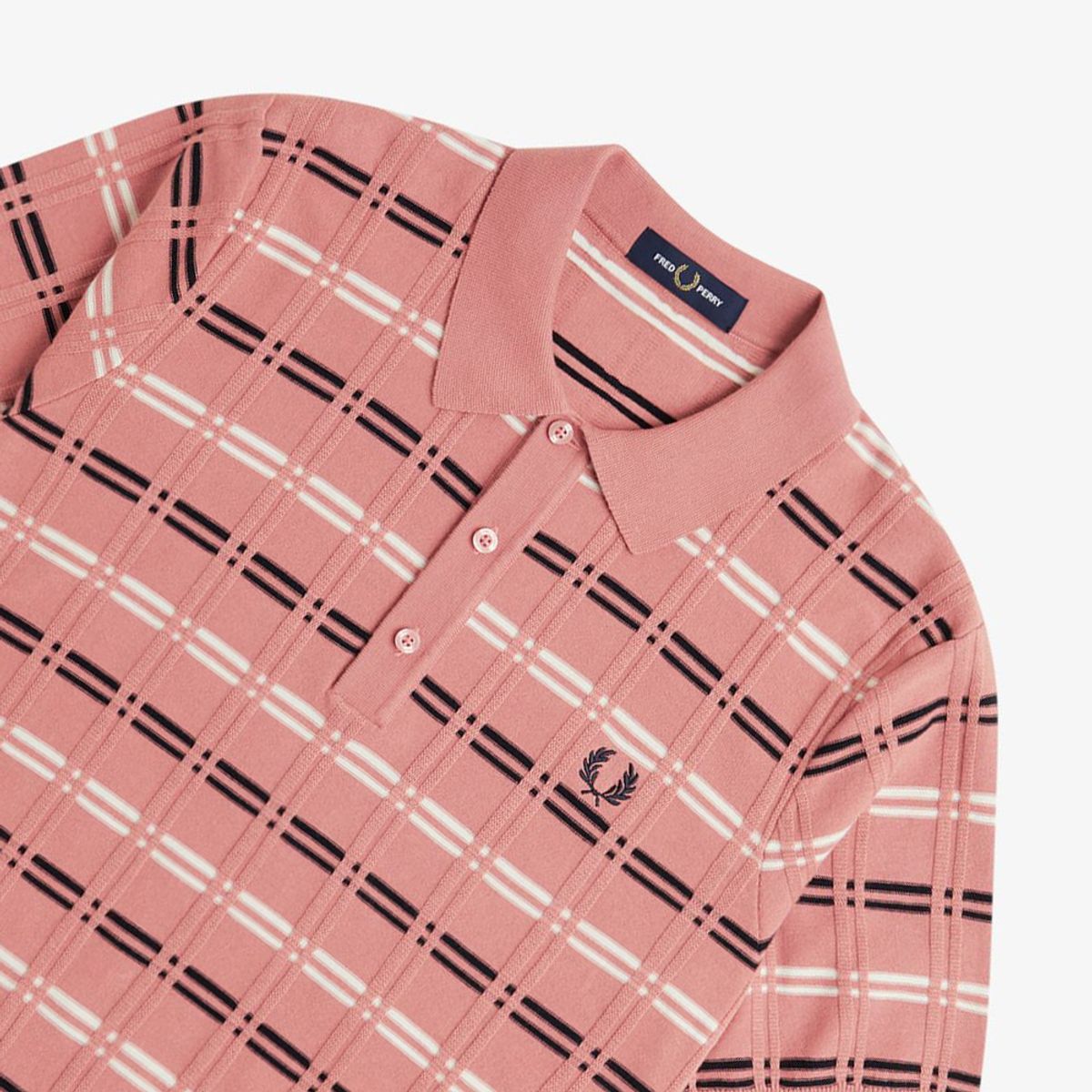 프레드페리(FRED PERRY) [Sharp] 스트라이프 립 니트 셔츠 - 퍼티 핑크 AFPM2519751-X90