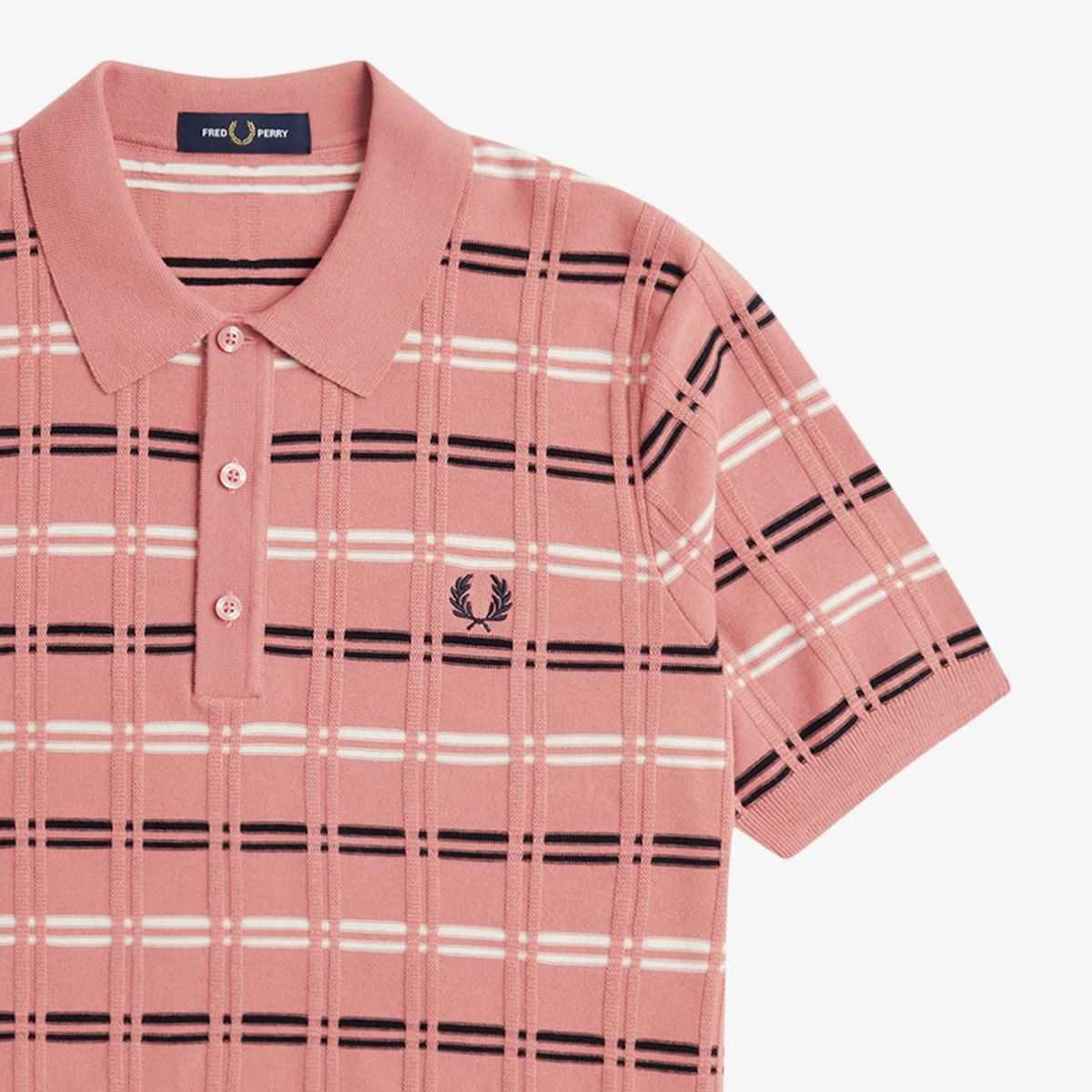 프레드페리(FRED PERRY) [Sharp] 스트라이프 립 니트 셔츠 - 퍼티 핑크 AFPM2519751-X90