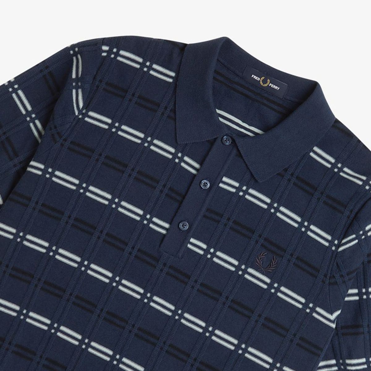 프레드페리(FRED PERRY) [Sharp] 스트라이프 립 니트 셔츠 - 테니스 블루 AFPM2519751-X86