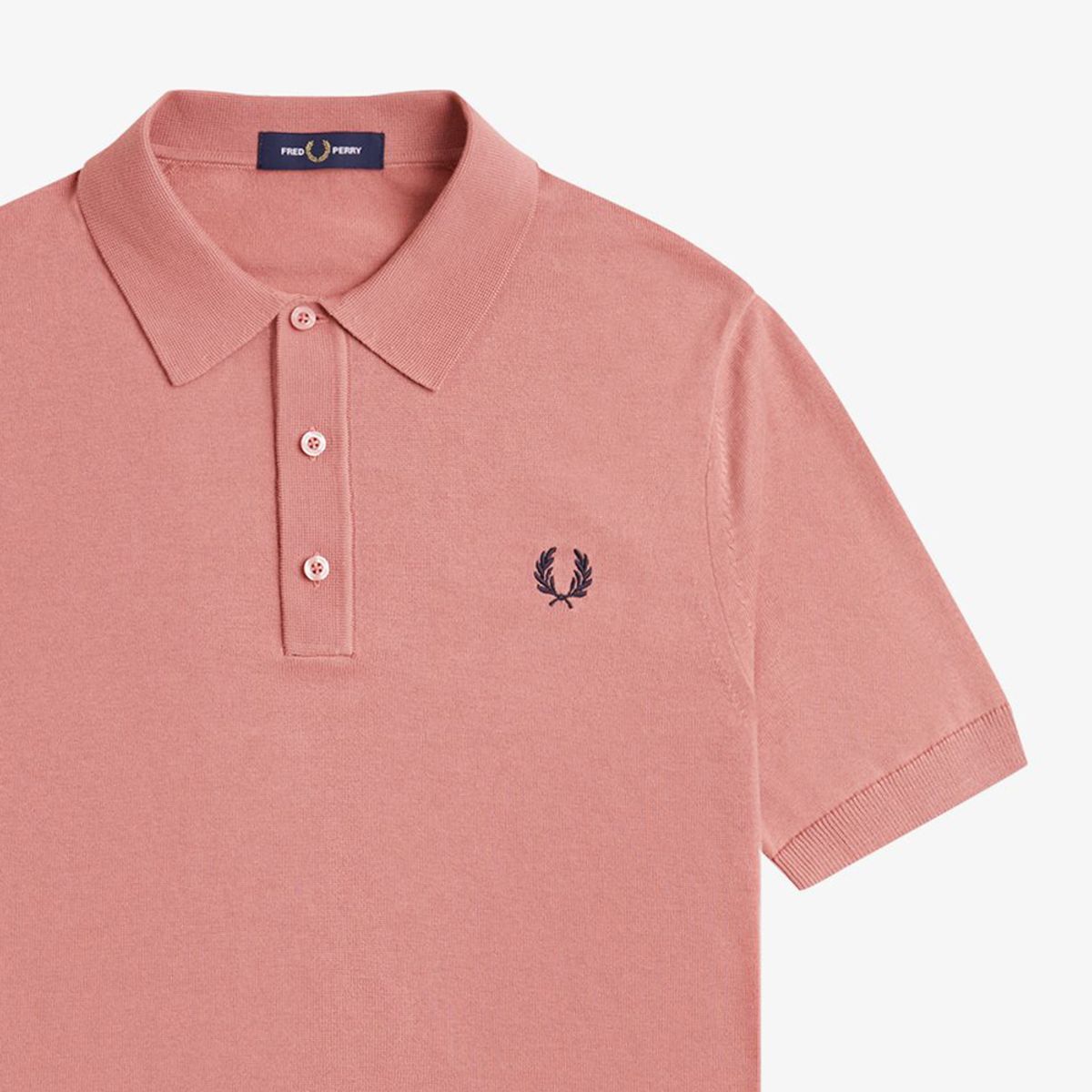 프레드페리(FRED PERRY) [Sharp] 숏 슬리브 코튼 니트 셔츠 - 퍼티 핑크 AFPM2519725-X90