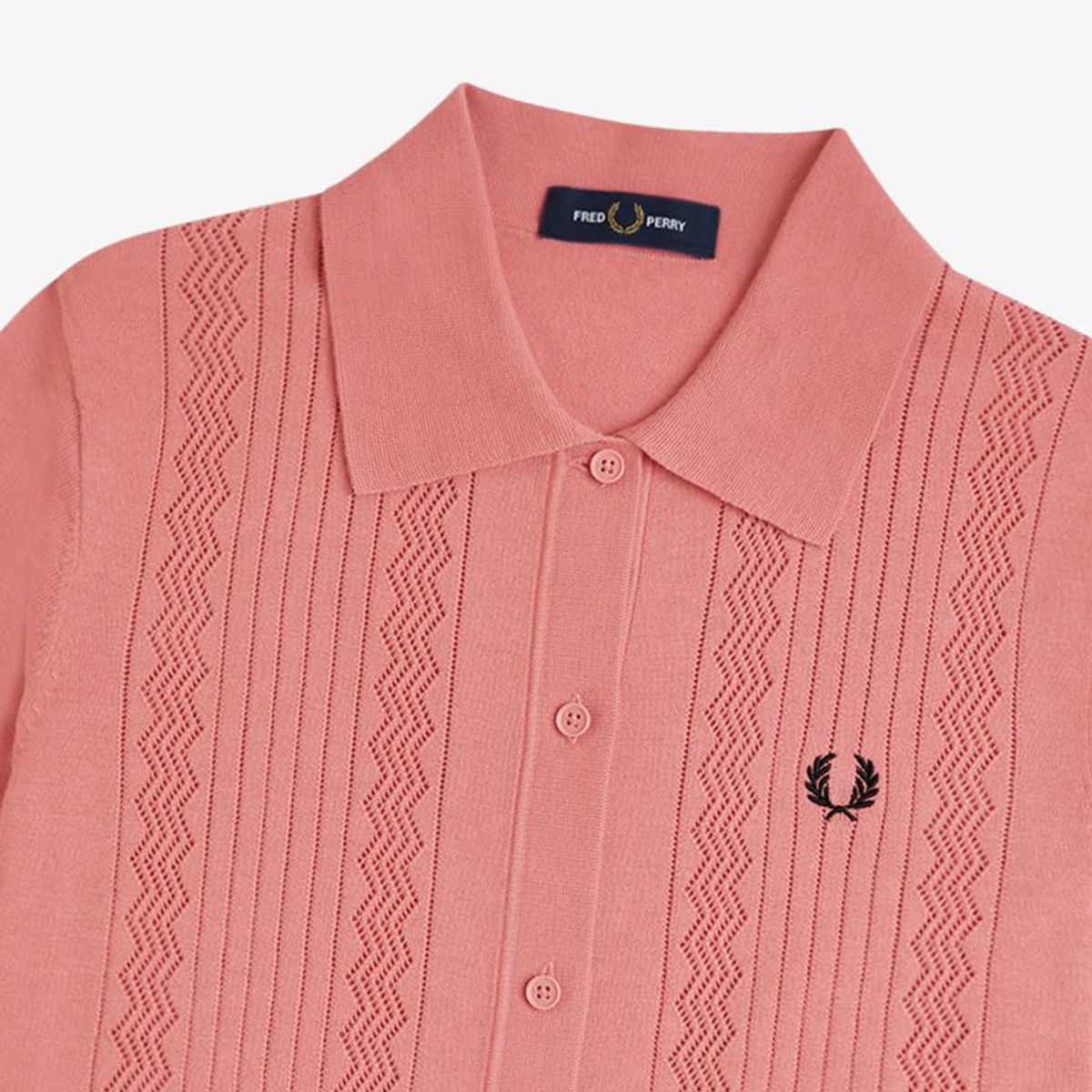 프레드페리(FRED PERRY) [Womens] 포인텔 디테일 니트 셔츠 - 퍼티 핑크 (X90) AFPF2519133-X90