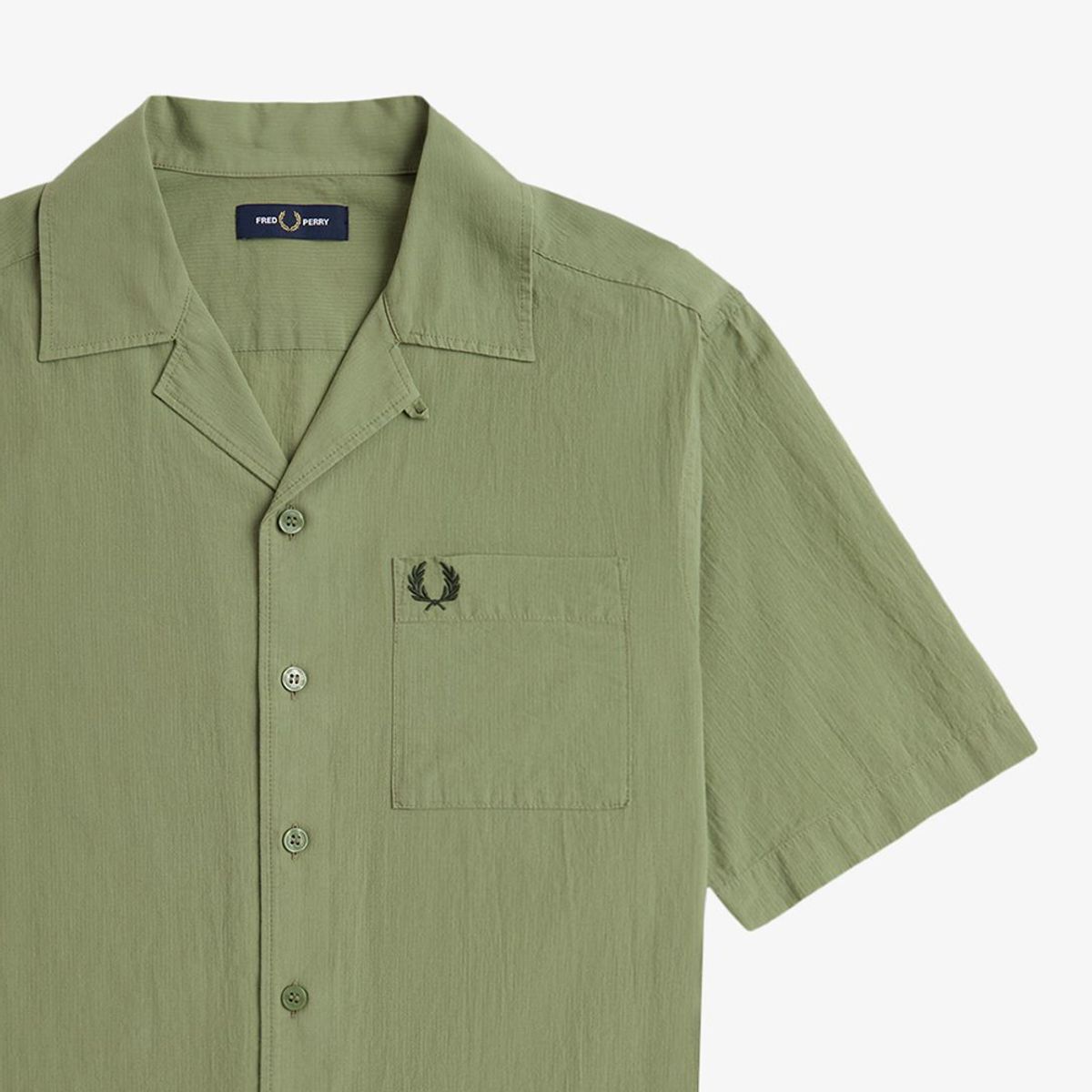 프레드페리(FRED PERRY) [Sharp] 라이트웨이트 텍스쳐 리비어 칼라 셔츠 - 올리브 민트 AFPM2517762-X88