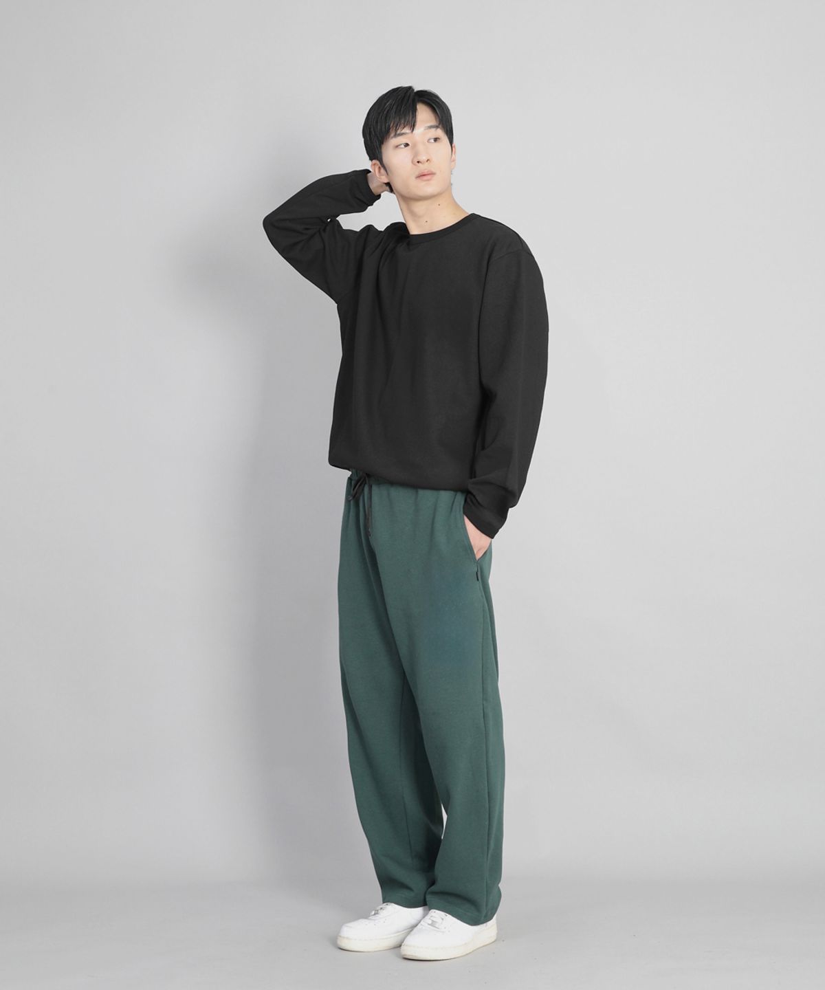 세인트크루(SAINTCREW) 무지 와이드 스웨트팬츠 SWP-372 다크그린