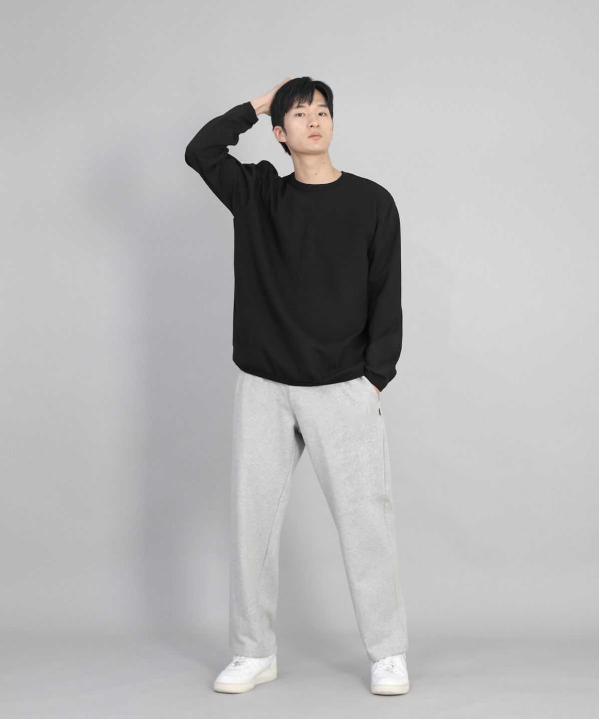 세인트크루(SAINTCREW) 무지 와이드 스웨트팬츠 SWP-372 멜란지그레이