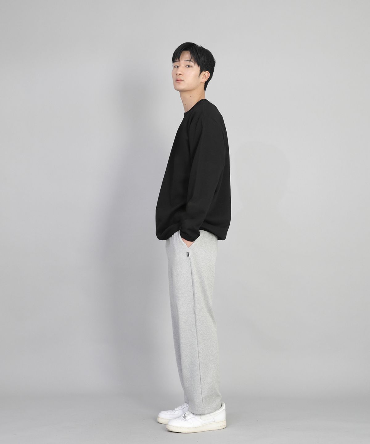 세인트크루(SAINTCREW) 무지 와이드 스웨트팬츠 SWP-372 멜란지그레이