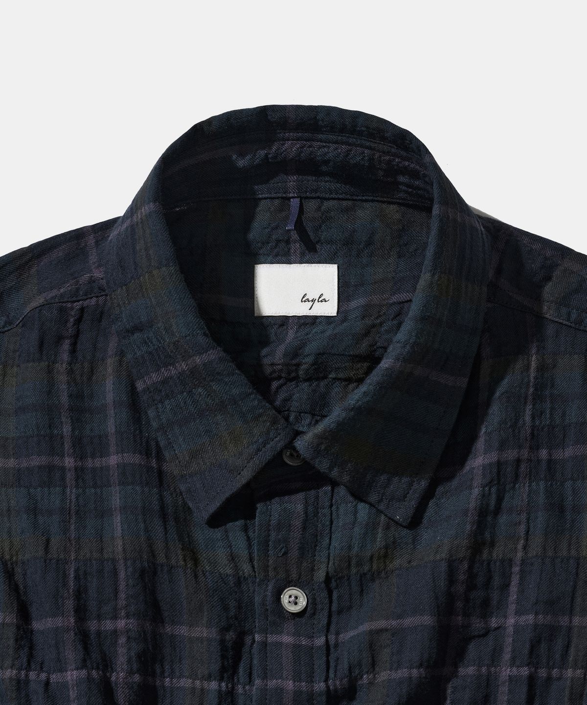 다이아몬드 레이라(DIAMOND LAYLA) UV Crinkle Midnight Black Watch Check Shirt S171