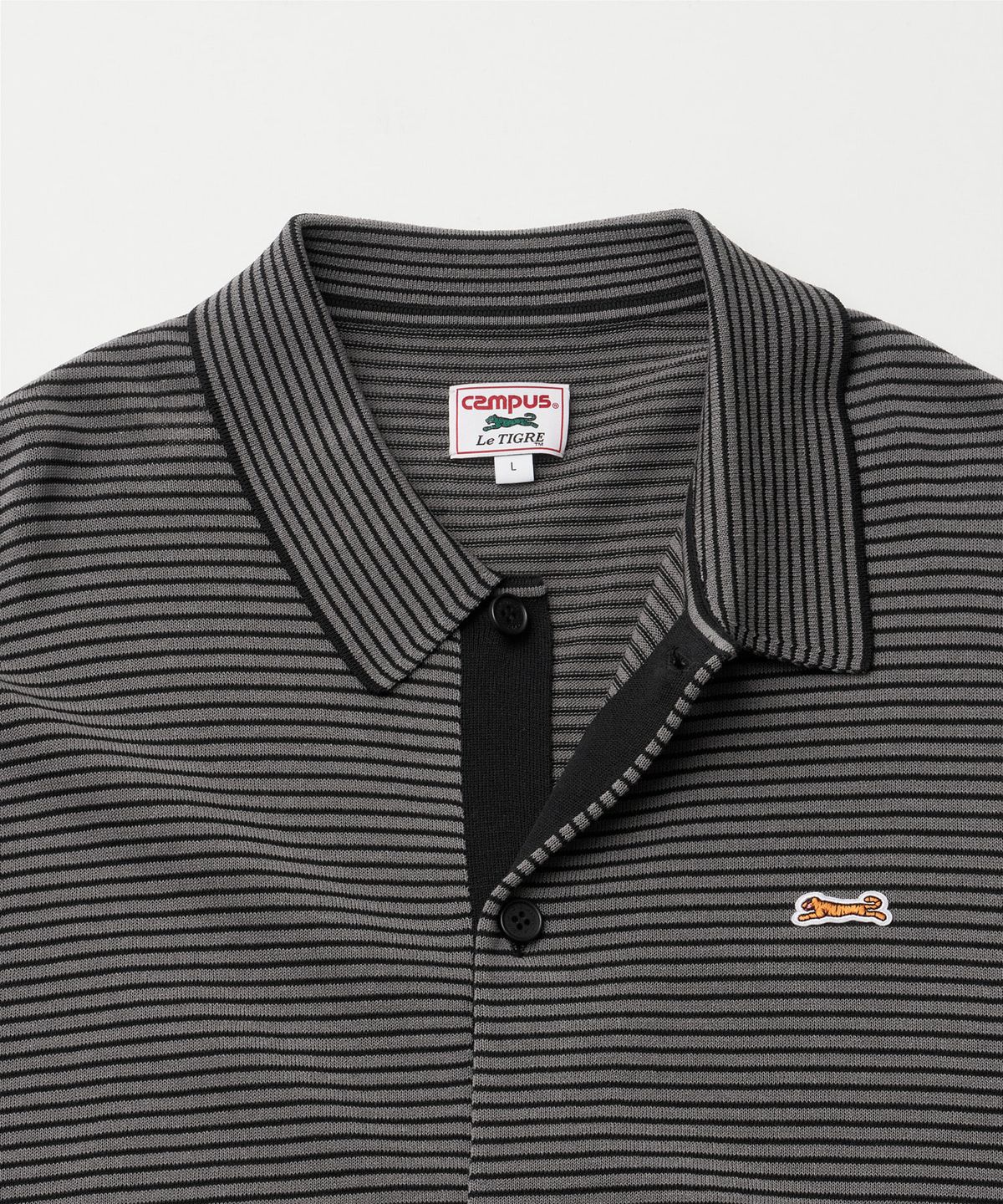르티그레(LE TIGRE) Soutien collar knit cardigan (Narrow-Stripe)