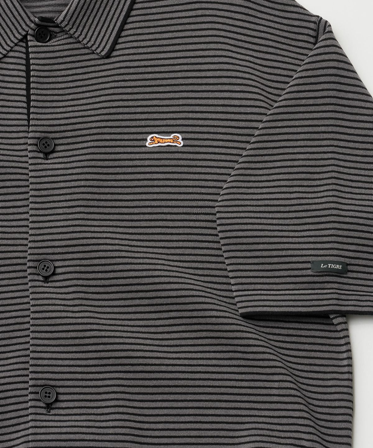 르티그레(LE TIGRE) Soutien collar knit cardigan (Narrow-Stripe)