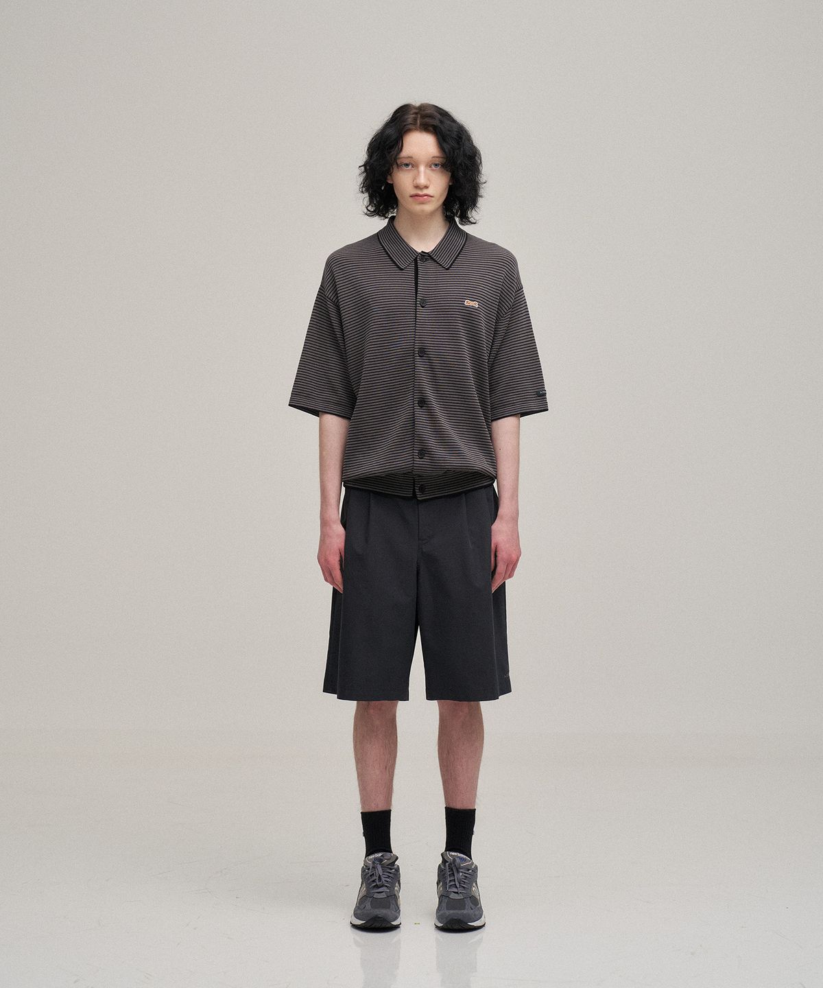 르티그레(LE TIGRE) Soutien collar knit cardigan (Narrow-Stripe)