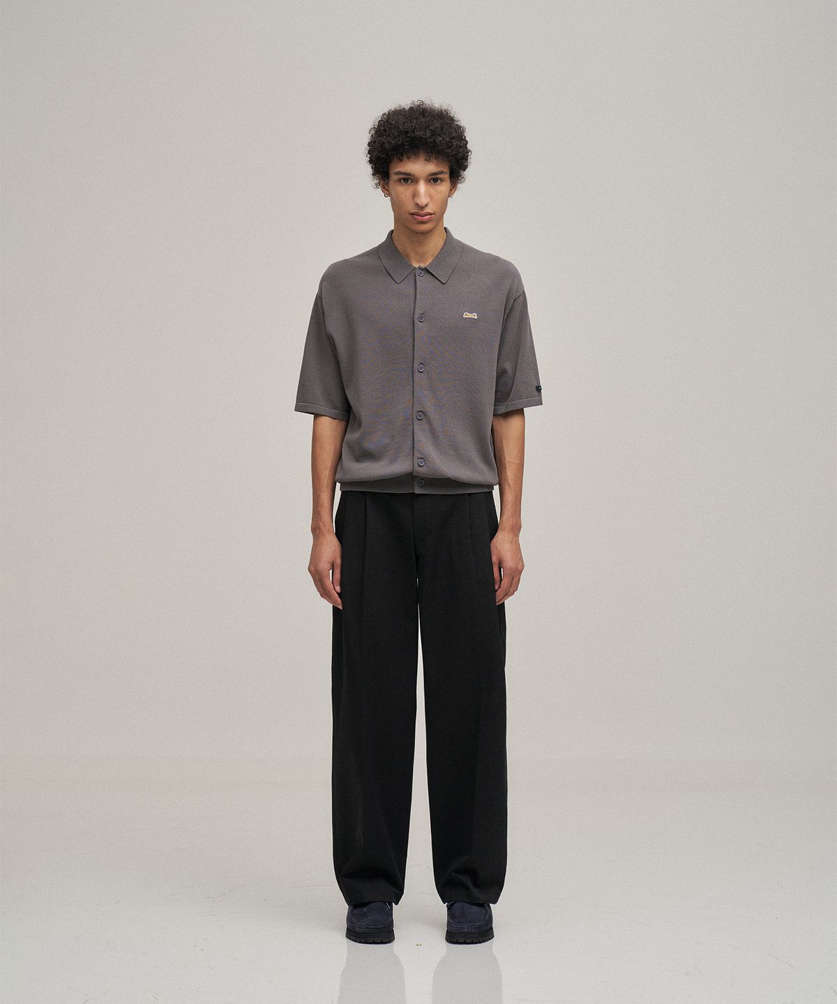 르티그레(LE TIGRE) Soutien collar knit cardigan (Dark Gray)