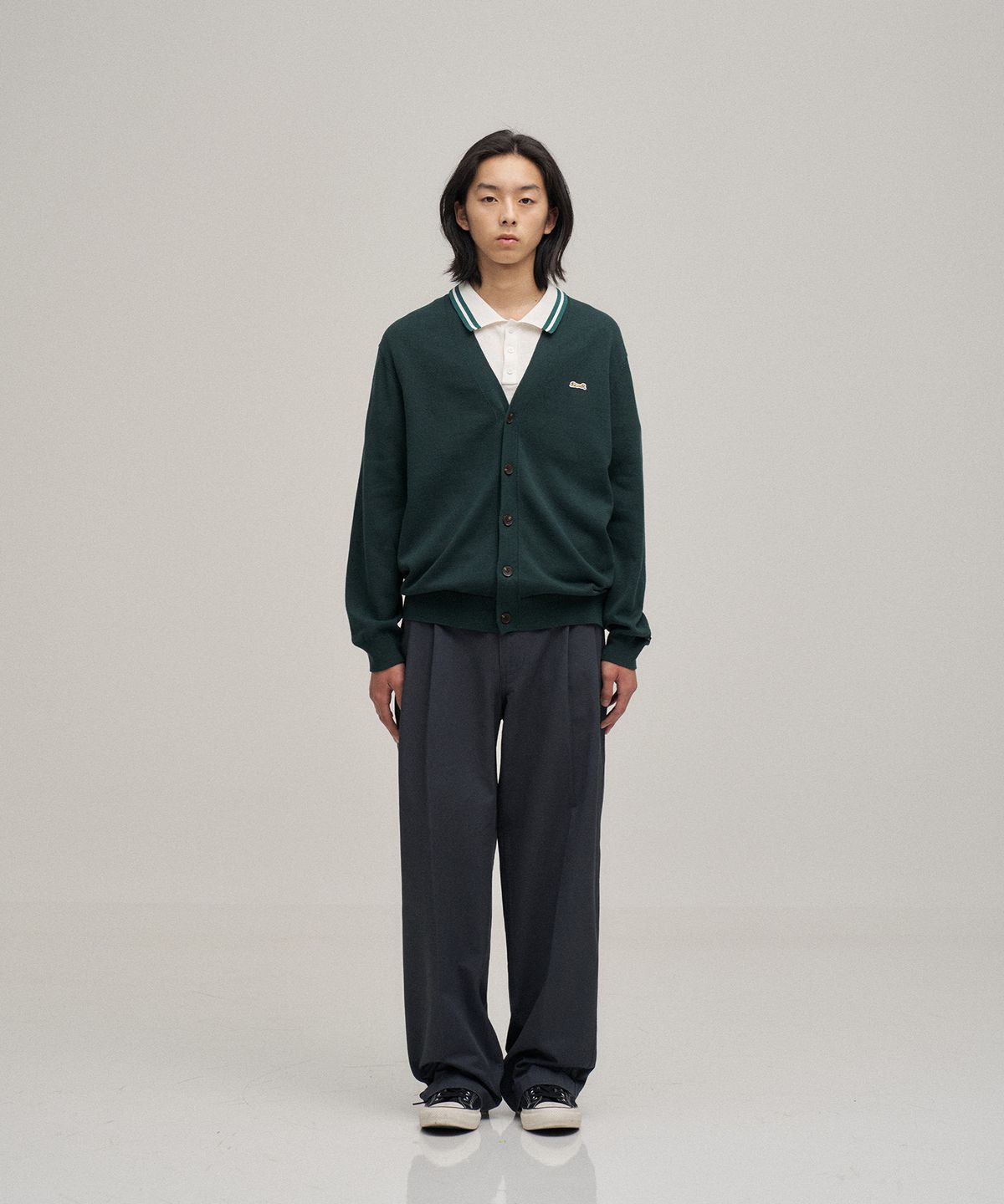 르티그레(LE TIGRE) Classic V-neck cardigan (Forest)