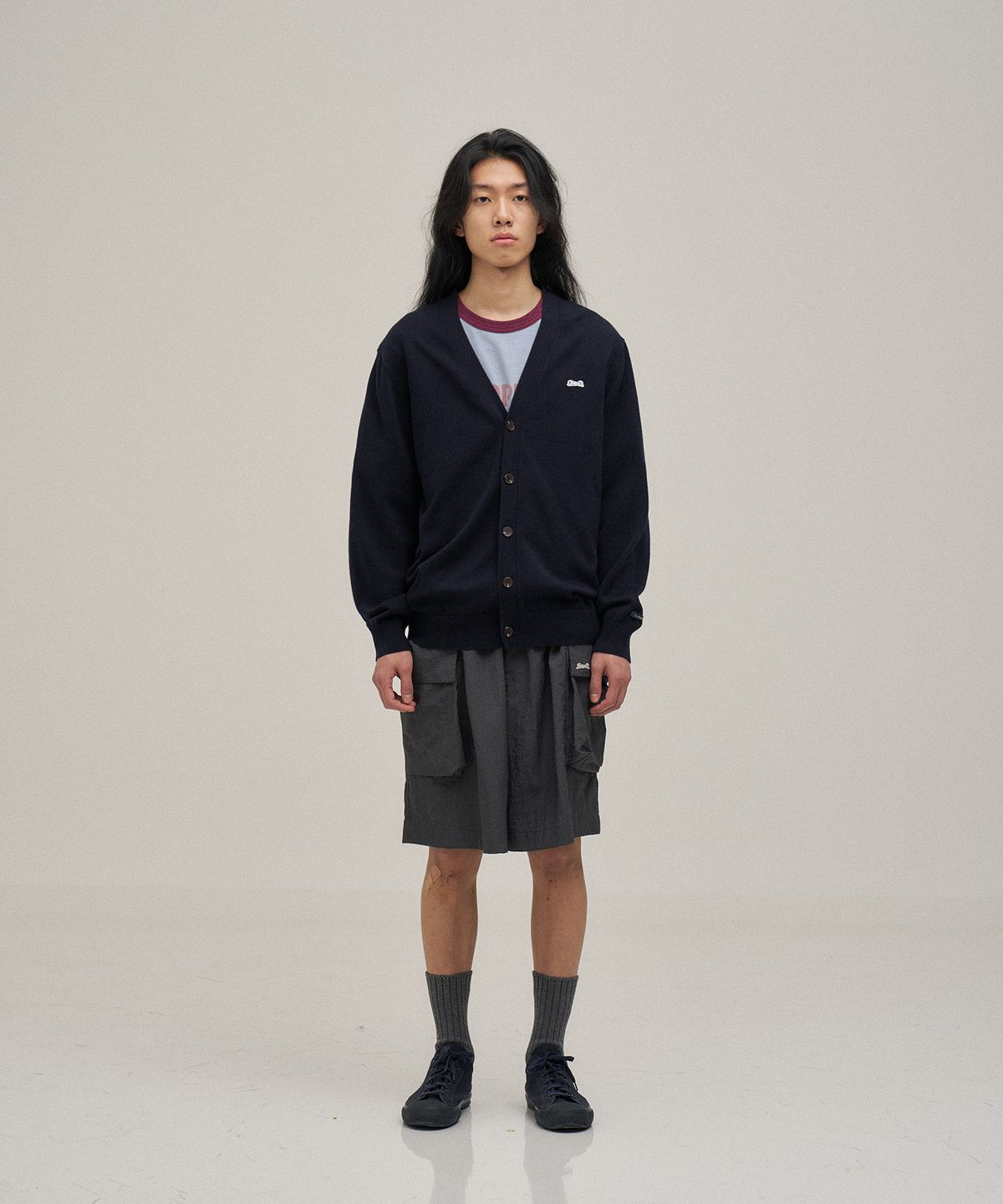 르티그레(LE TIGRE) Classic V-neck cardigan (Navy)