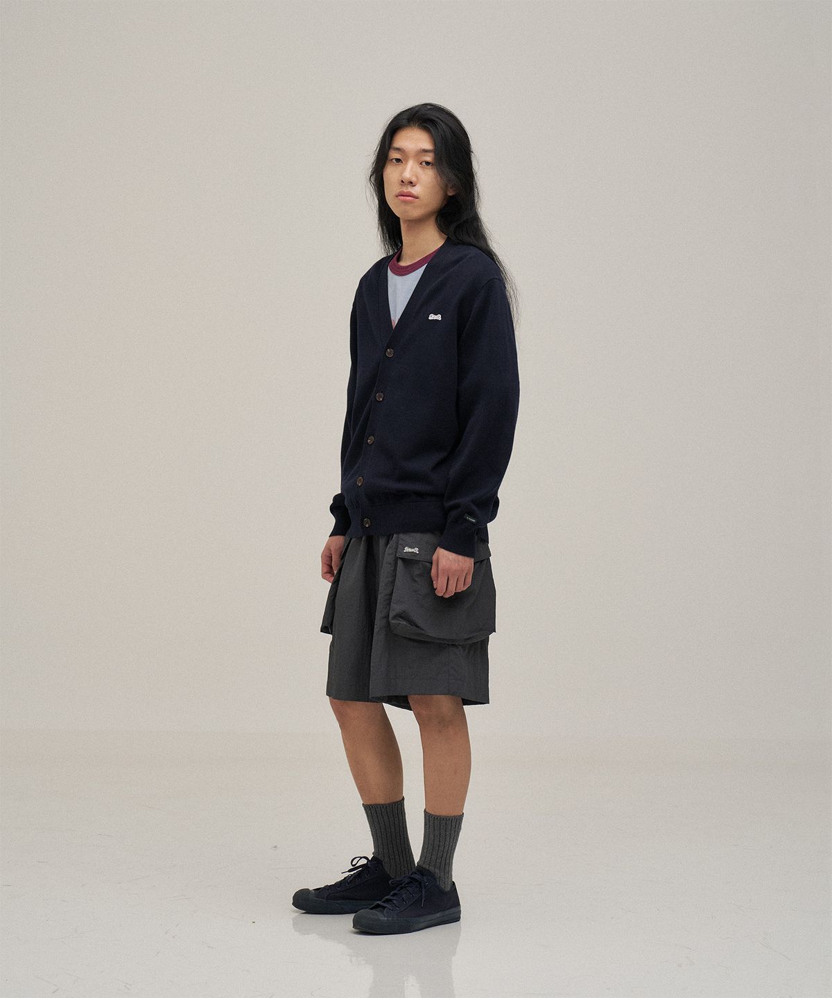 르티그레(LE TIGRE) Classic V-neck cardigan (Navy)