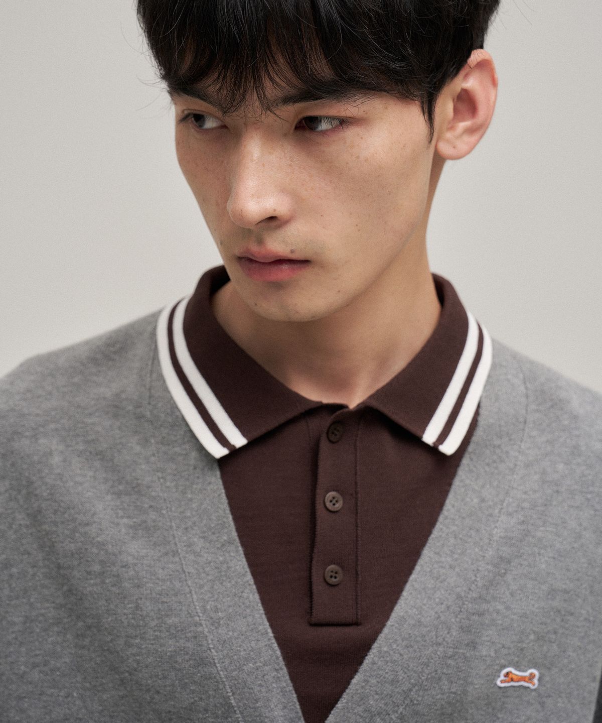 르티그레(LE TIGRE) Classic V-neck cardigan (Heather Gray)