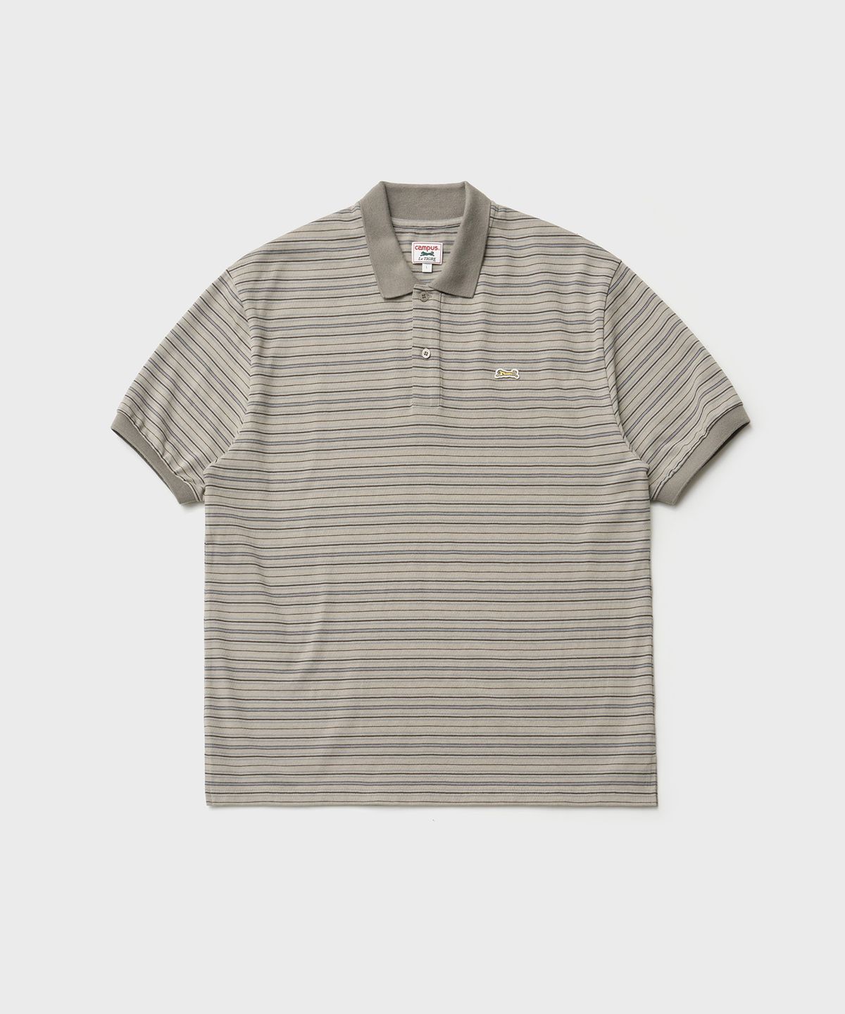 르티그레(LE TIGRE) Multi-stripe polo T-shirt (Pale Khaki)