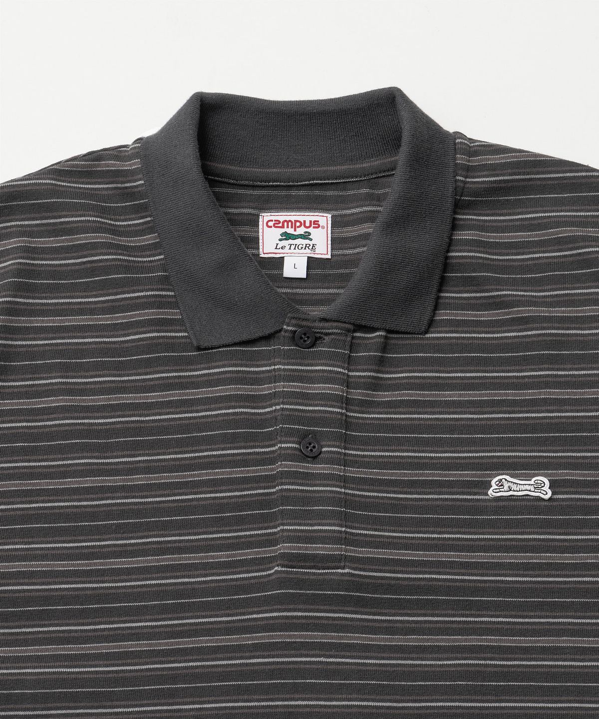 르티그레(LE TIGRE) Multi-stripe polo T-shirt (Charcoal)