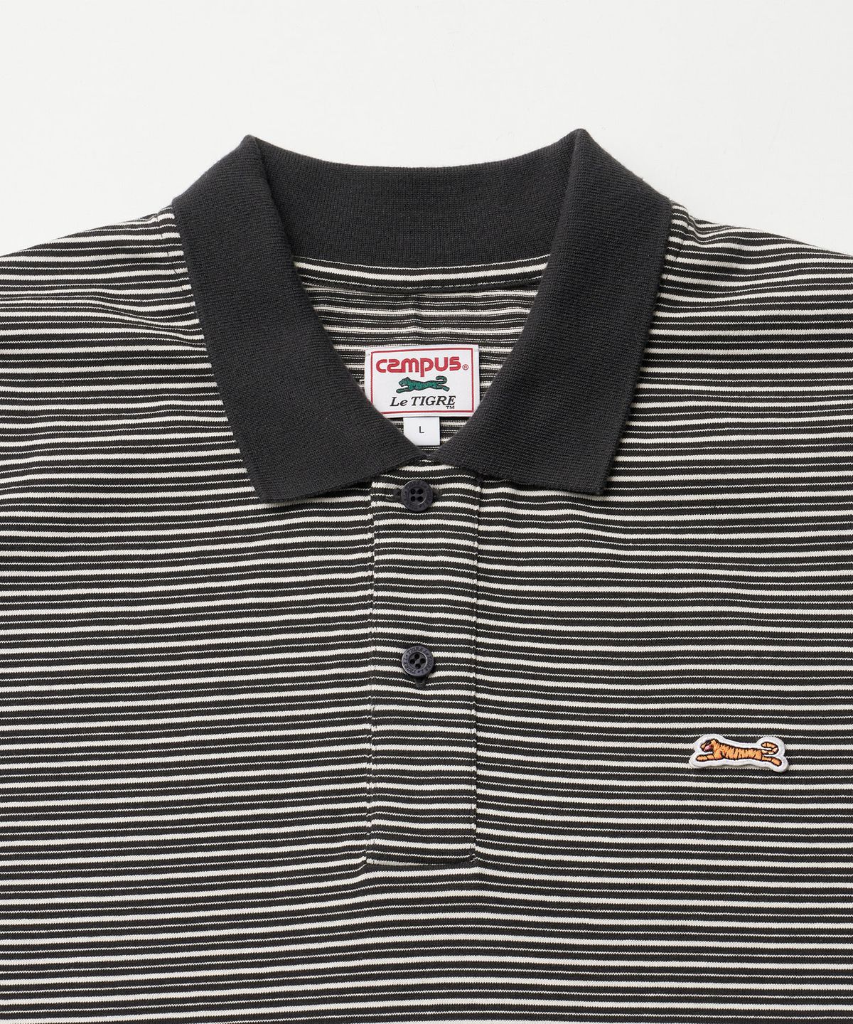 르티그레(LE TIGRE) Multi-stripe polo T-shirt (Black)