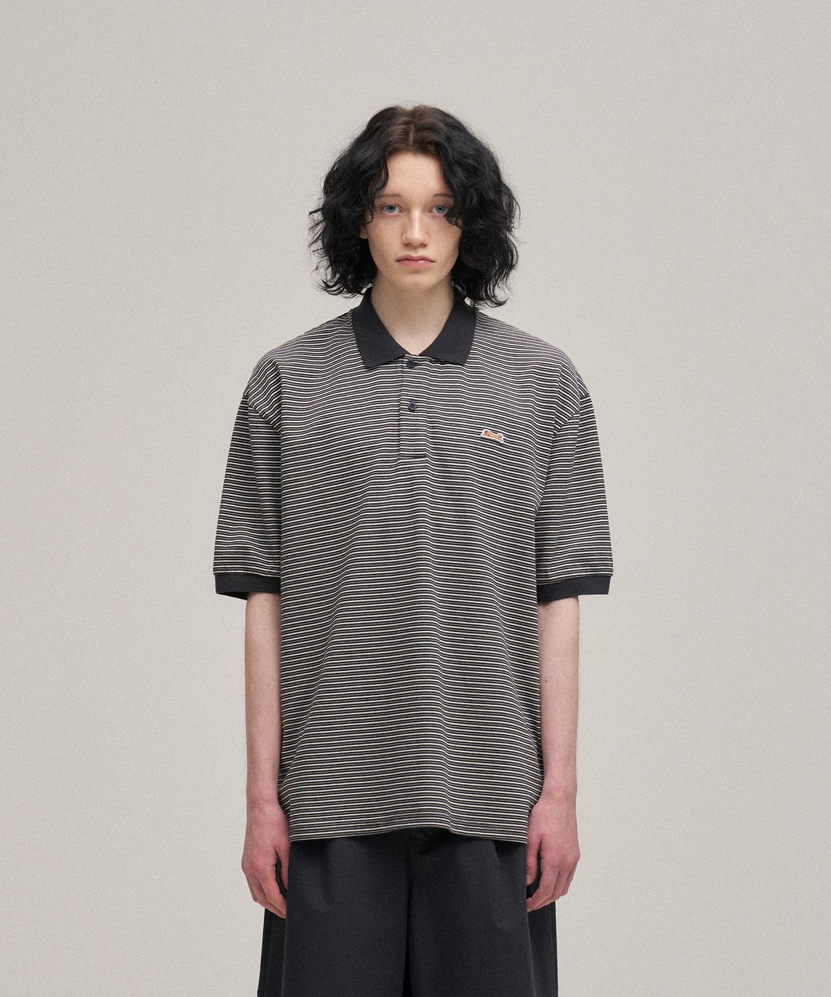 르티그레(LE TIGRE) Multi-stripe polo T-shirt (Black)
