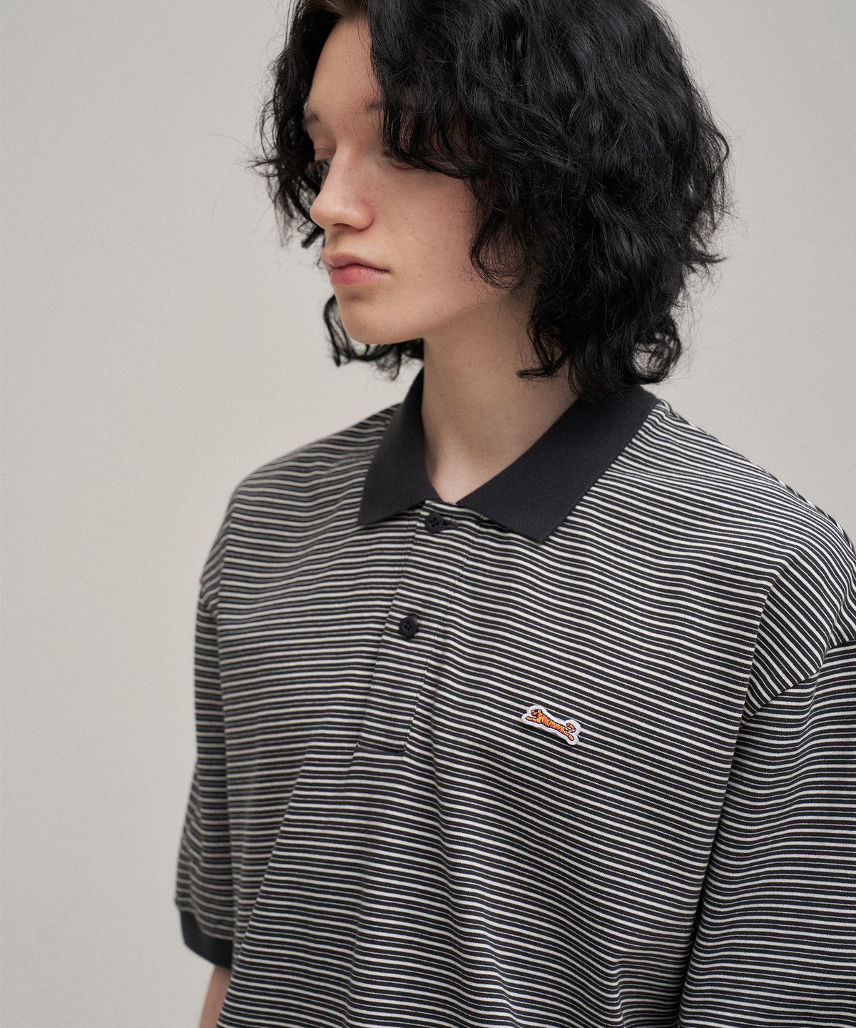 르티그레(LE TIGRE) Multi-stripe polo T-shirt (Black)