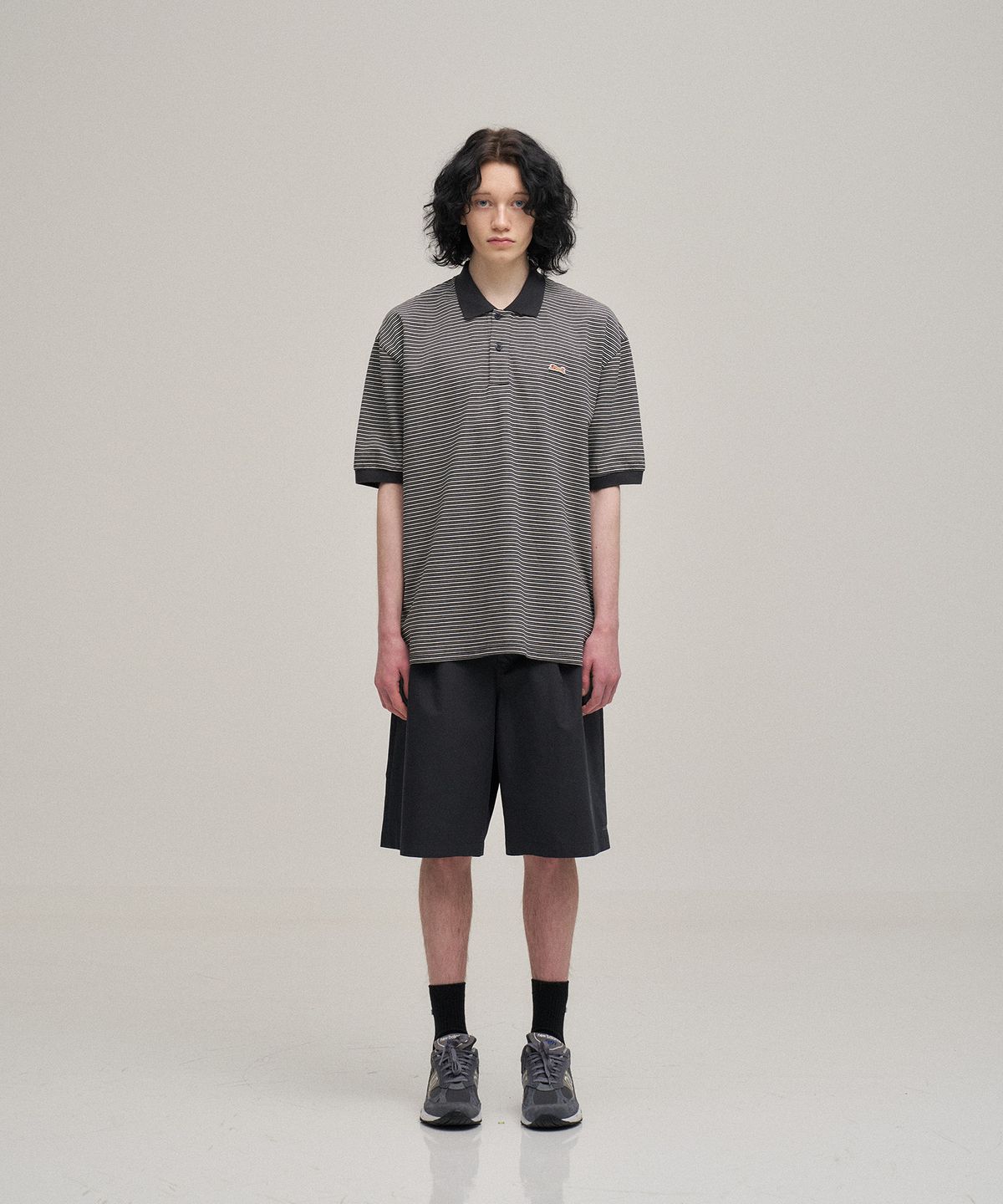 르티그레(LE TIGRE) Multi-stripe polo T-shirt (Black)
