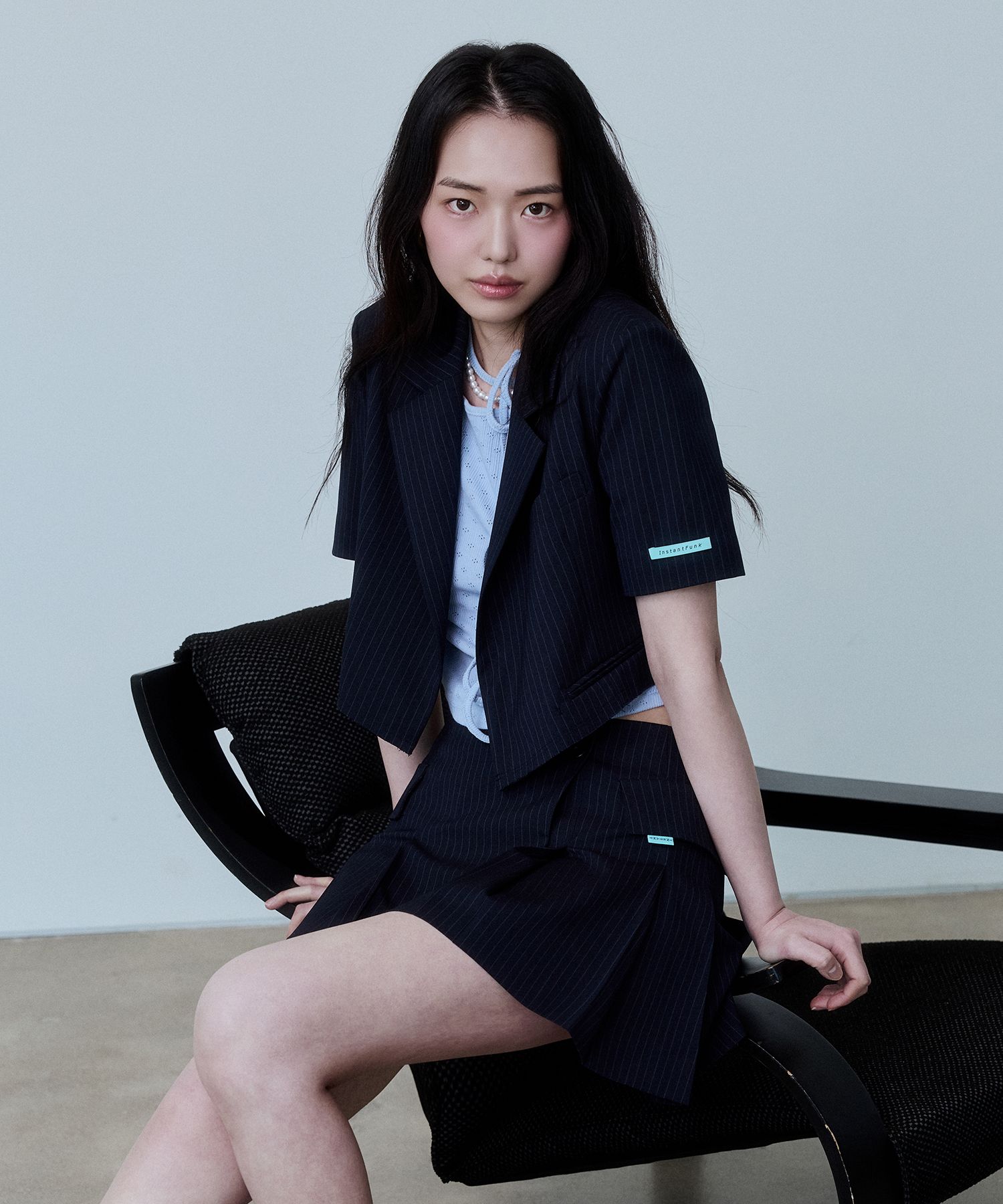ジャケット INSTANTFUNK Classic short-sleeve cropped jacket 4BTR513 MUSINSA | INSTANTFUNK Summer Crop Short Sleeve Jacket - Navy