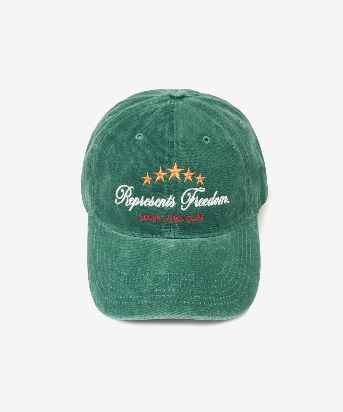 브이투(VTWO) 스타 스톤 워시드 볼캡 (GREEN)
