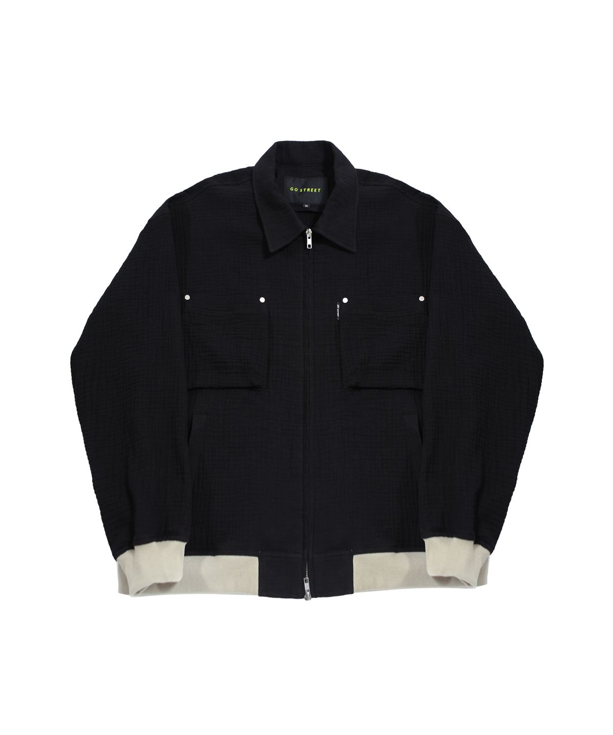 고스트릿(GOSTREET) 요루 삼중지 카라 블루종 블랙