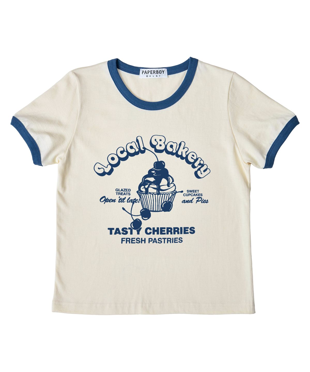 페이퍼보이(PAPERBOY) 체리 링거 반팔티셔츠-네이비