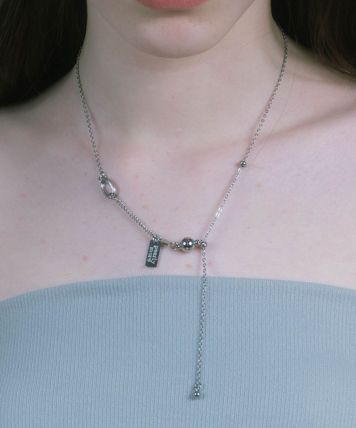 펄리모어(PEARLY MORE) 볼 드롭 데일리 마그넷 목걸이_PM25N014SS