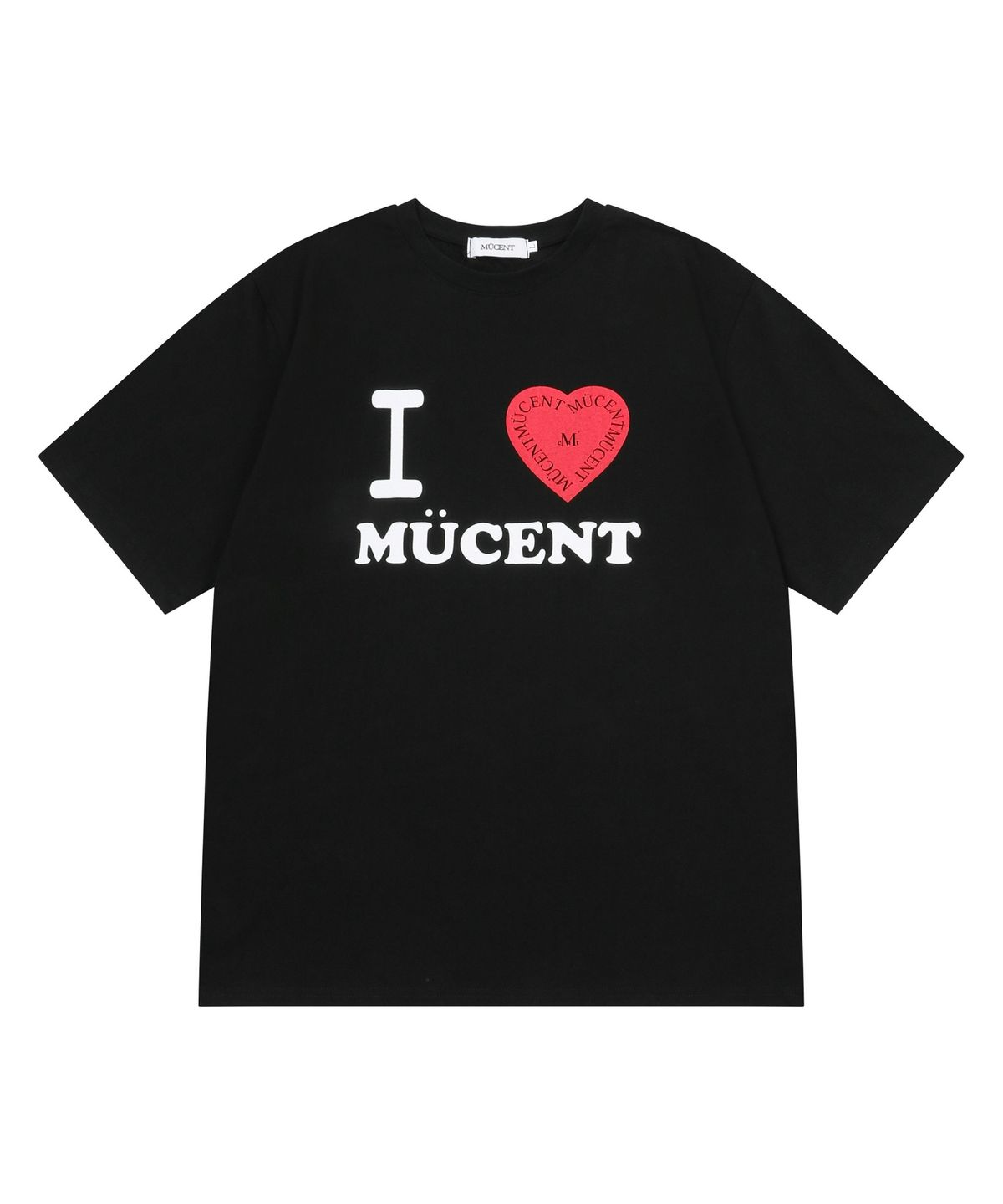 무센트(MUCENT) 아이 러브 무센트 레터링 반팔 티 남녀공용 (2컬러)