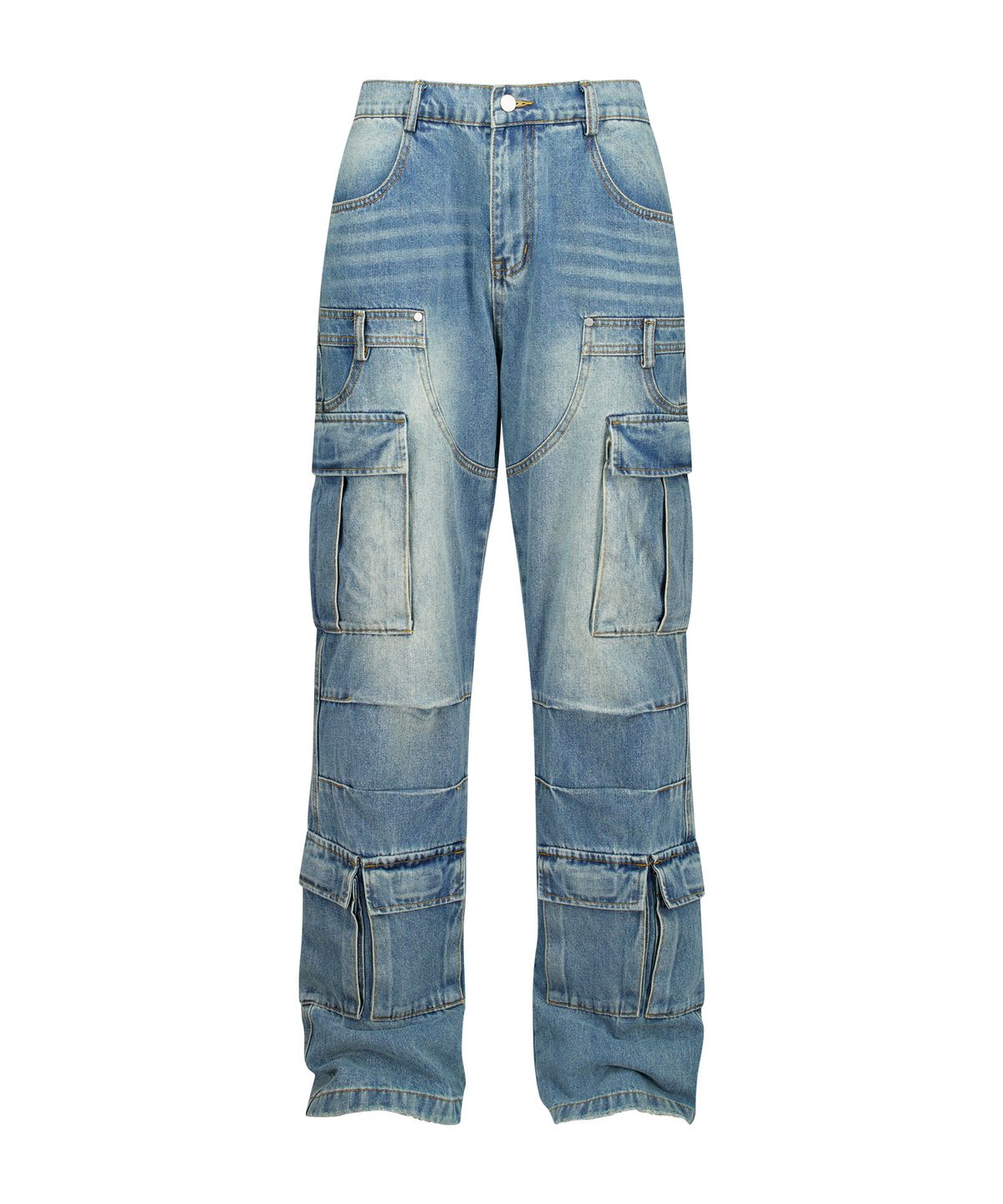 도미넌트(DOMINANT) Semi Flare Washed Denim Pants (Blue)