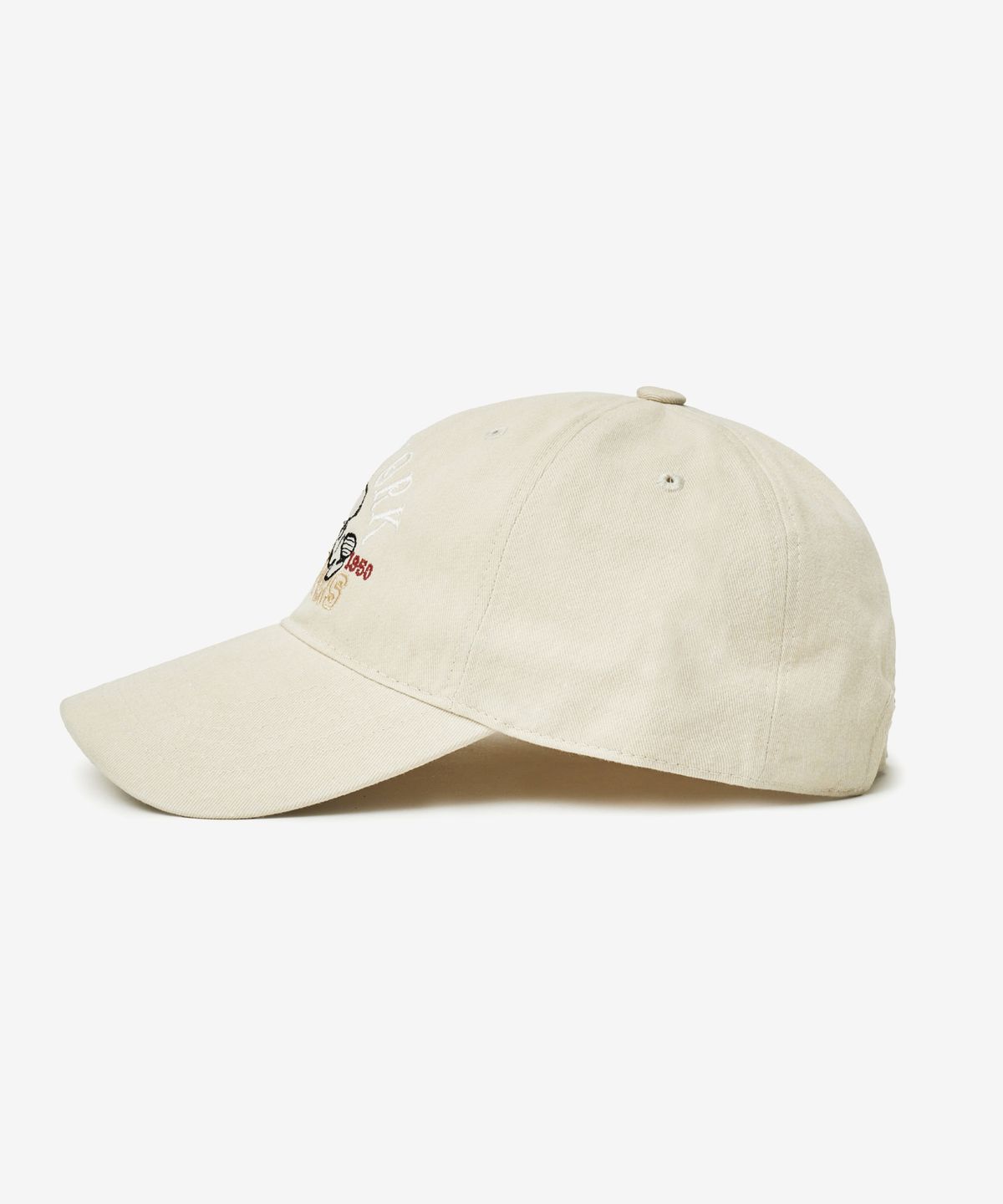 브이투(VTWO) 뉴욕 스누피 피그먼트 워시드 볼캡 (BEIGE)