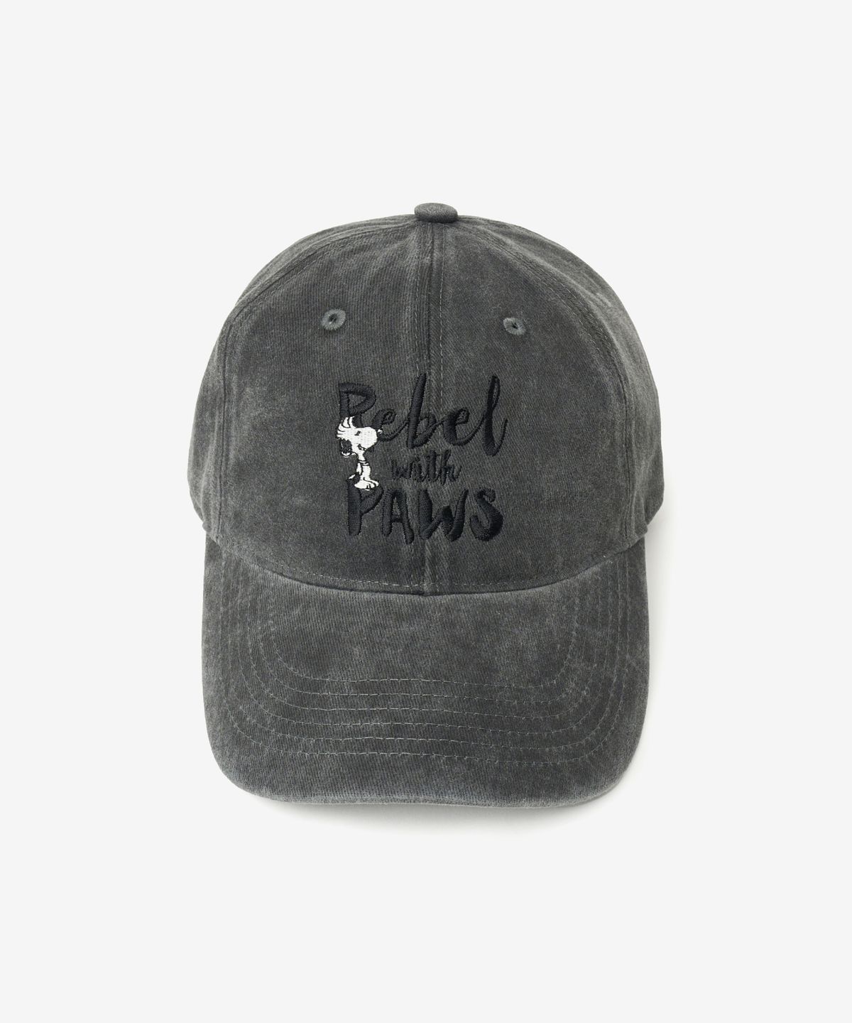 브이투(VTWO) Rebel 스누피 스톤 워시드 볼캡 (CHARCOAL)