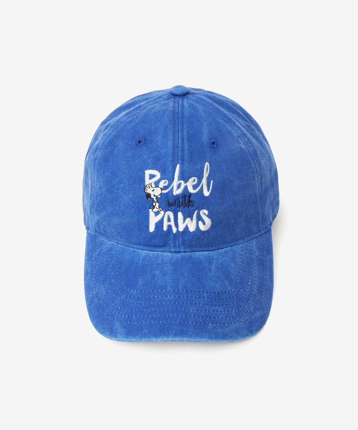 브이투(VTWO) Rebel 스누피 스톤 워시드 볼캡 (BLUE)
