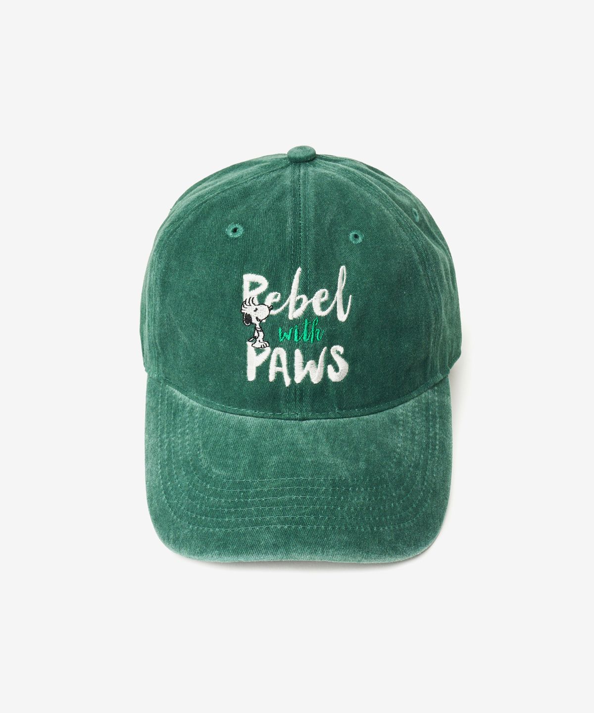 브이투(VTWO) Rebel 스누피 스톤 워시드 볼캡 (GREEN)