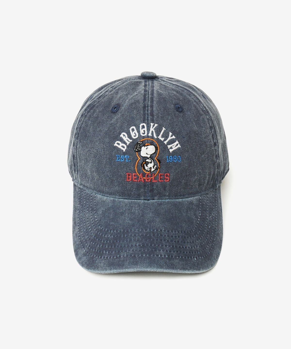 브이투(VTWO) 브루클린 스누피 피그먼트 워시드 볼캡 (NAVY)