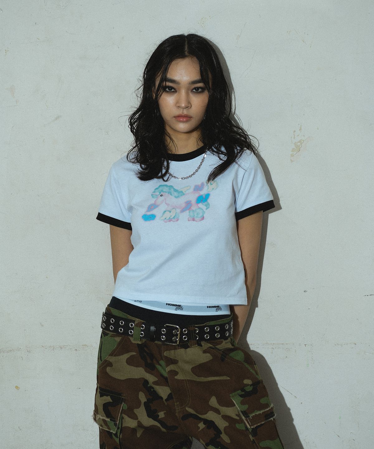 도미넌트(DOMINANT) Ringer Crop T-Shirt (Unicorn)