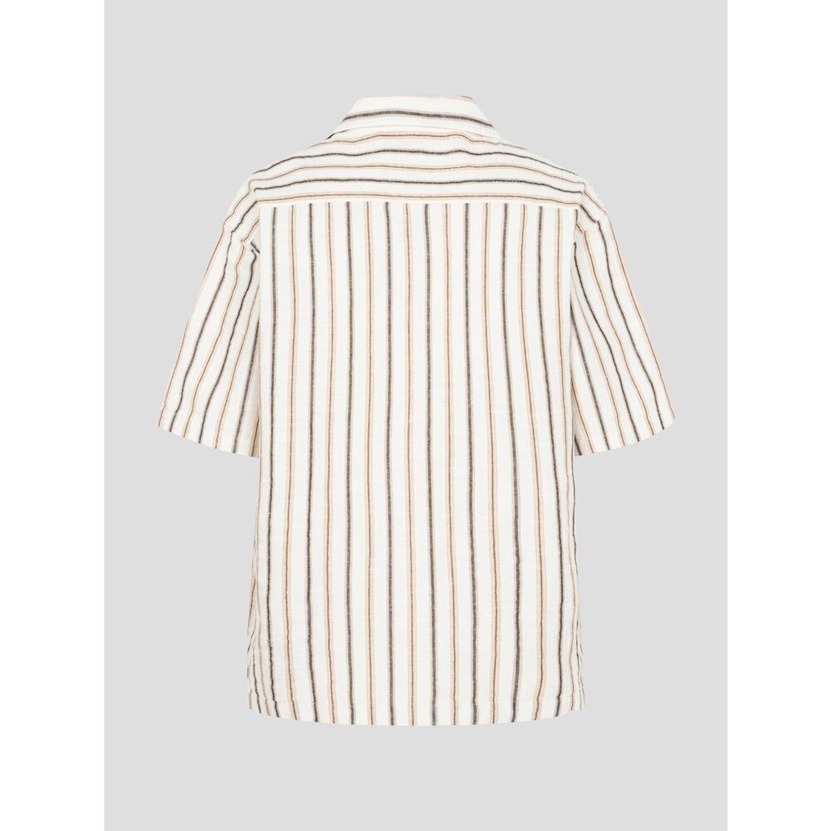 빈폴 멘(BEANPOLE MEN) 리넨 혼방 스트라이프 오픈칼라 반소매 셔츠  아이보리
