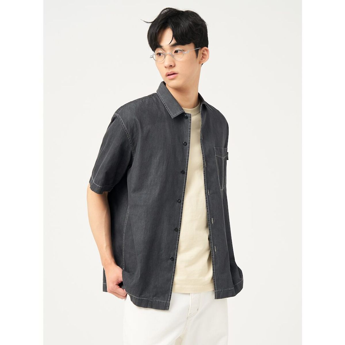빈폴 멘(BEANPOLE MEN) 아우터형 데님 셔츠  애쉬 (BC5465C854)